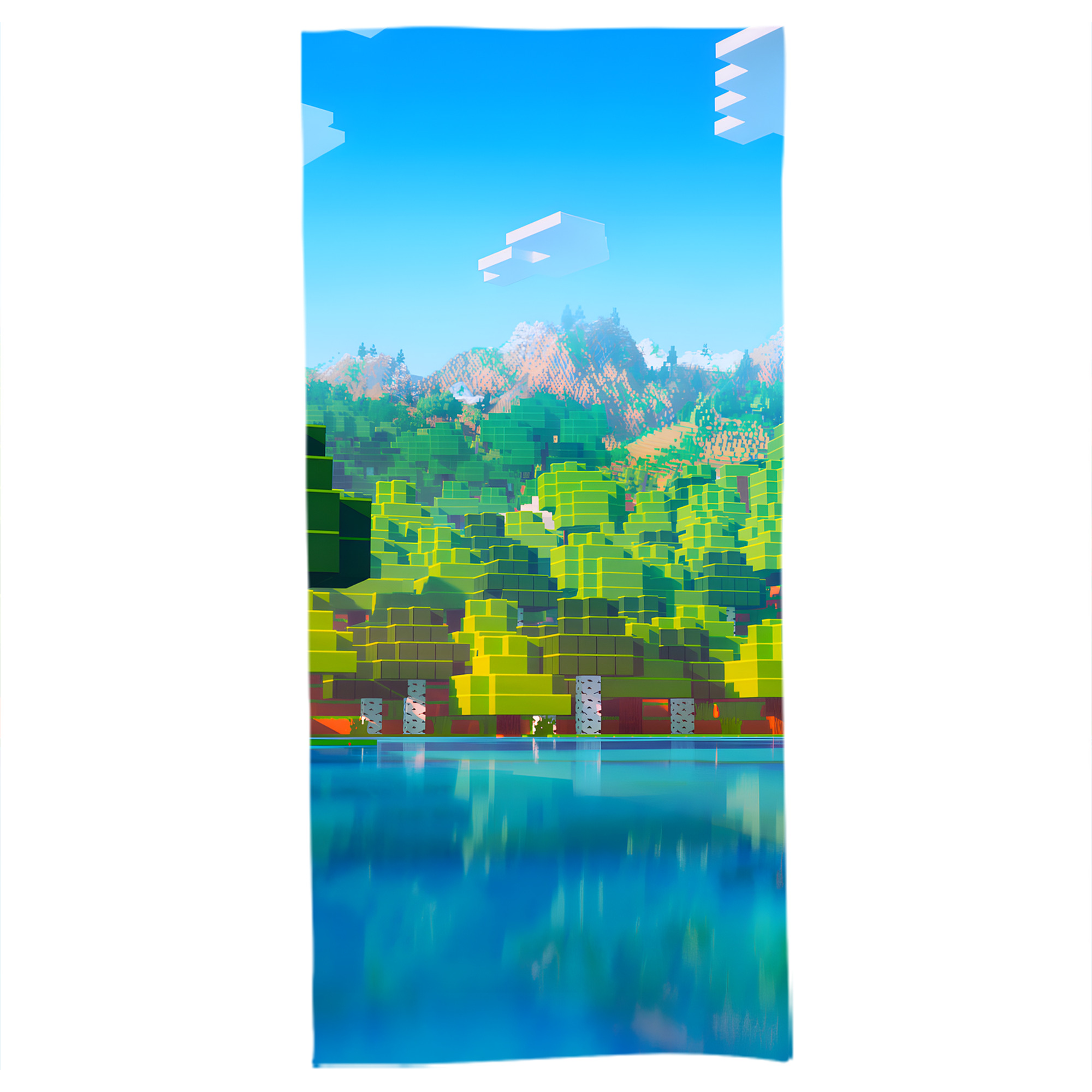 （画像用） マインクラフト ブロックの世界 Minecraft MC Block world 大判バスタオル 70×140cm 吸水速乾 柔らかい肌触り