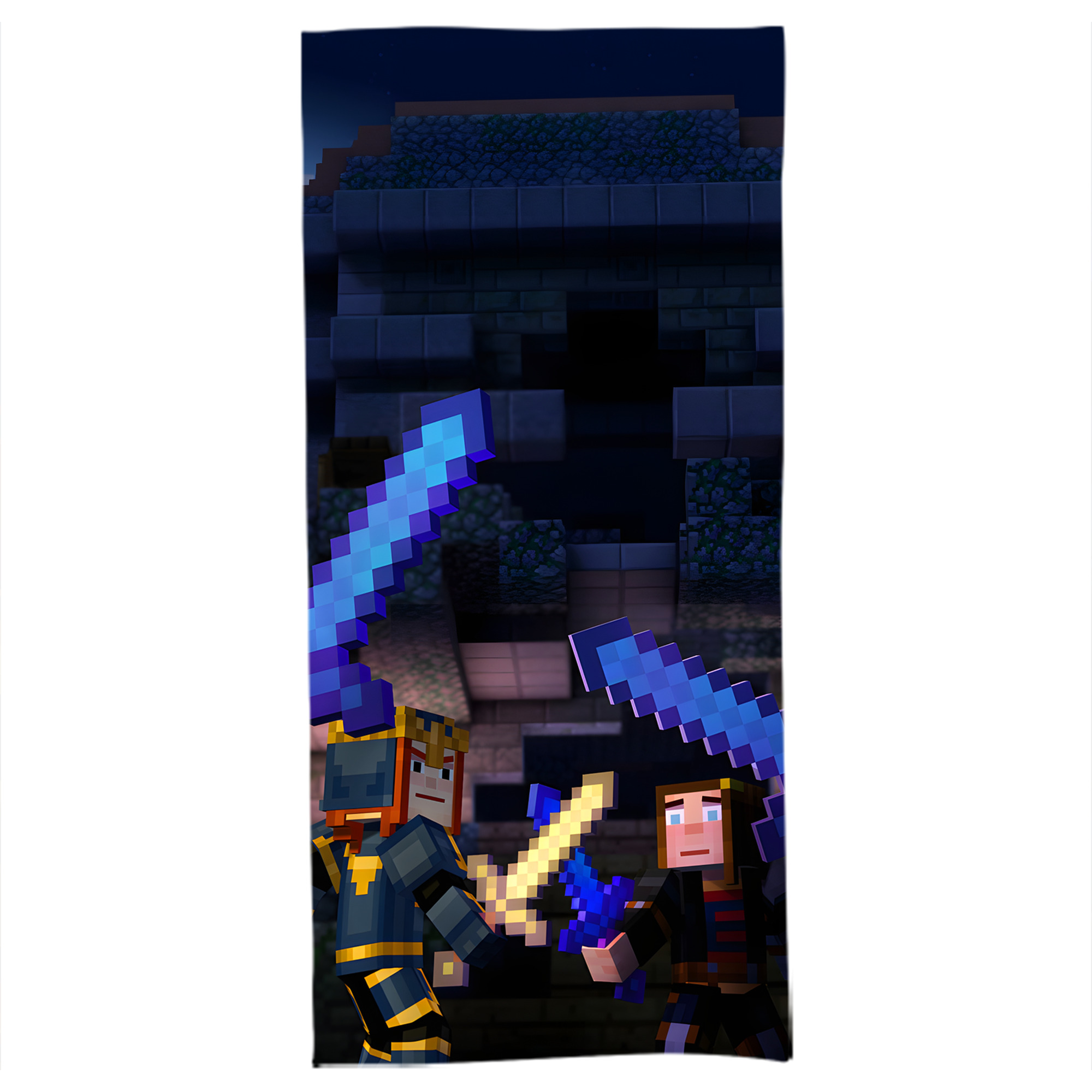 （画像用） マインクラフト ブロックの世界 Minecraft MC Block world 大判バスタオル 70×140cm 吸水速乾 柔らかい肌触り