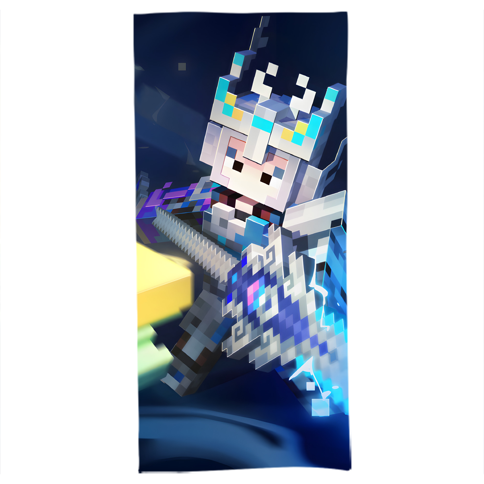 （画像用） マインクラフト ブロックの世界 Minecraft MC Block world 大判バスタオル 70×140cm 吸水速乾 柔らかい肌触り