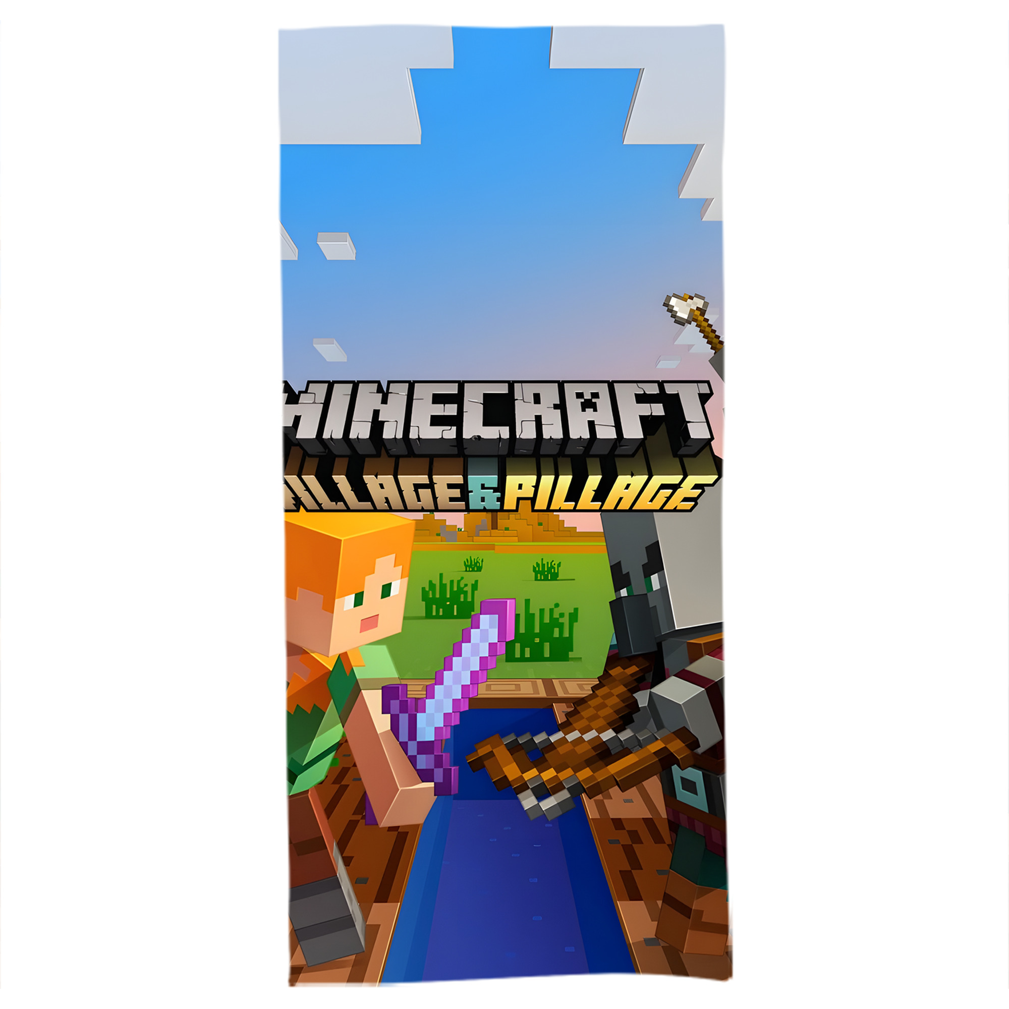 （画像用） マインクラフト ブロックの世界 Minecraft MC Block world 大判バスタオル 70×140cm 吸水速乾 柔らかい肌触り
