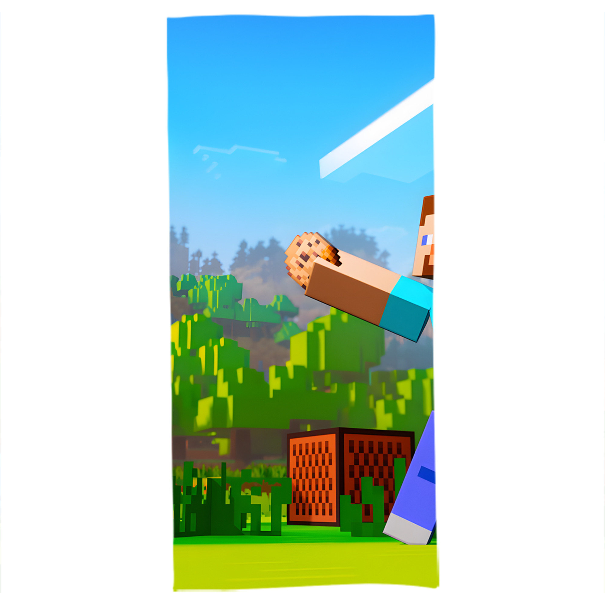 （画像用） マインクラフト ブロックの世界 Minecraft MC Block world 大判バスタオル 70×140cm 吸水速乾 柔らかい肌触り