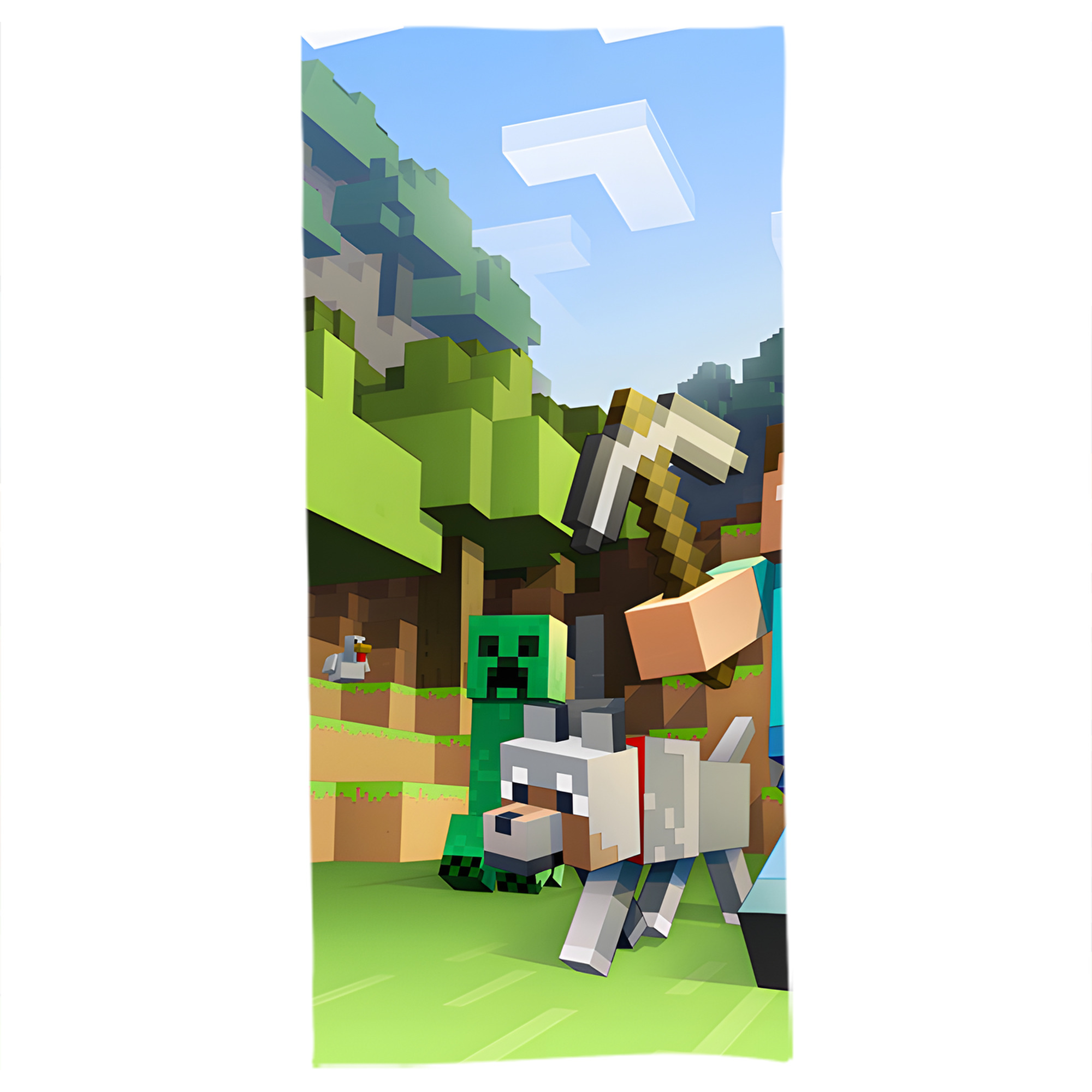 （画像用） マインクラフト ブロックの世界 Minecraft MC Block world 大判バスタオル 70×140cm 吸水速乾 柔らかい肌触り