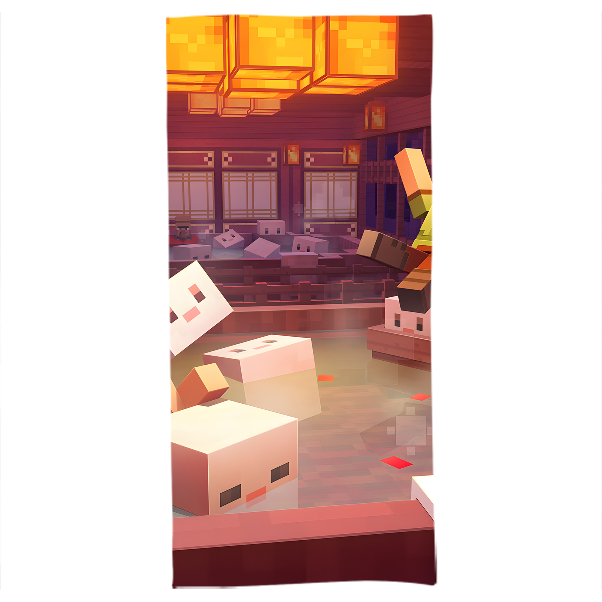 （画像用） マインクラフト ブロックの世界 Minecraft MC Block world 大判バスタオル 70×140cm 吸水速乾 柔らかい肌触り