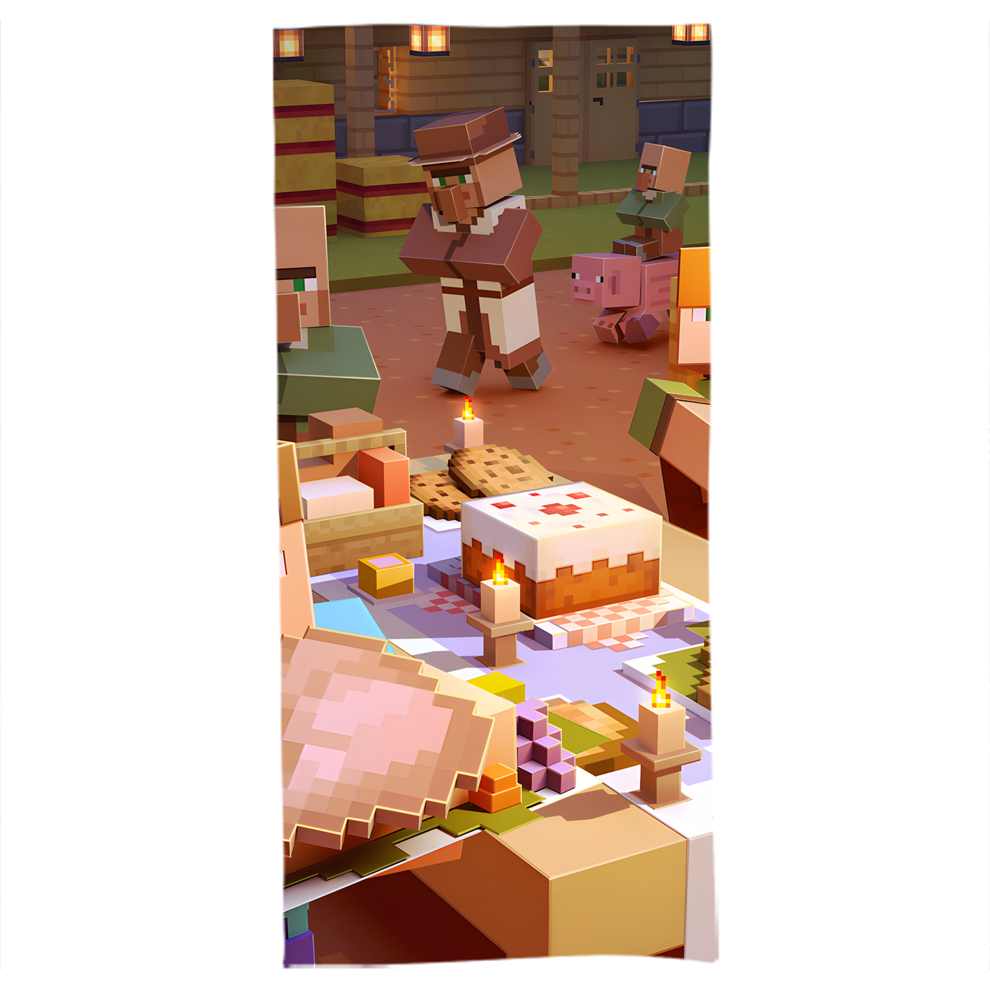 （画像用） マインクラフト ブロックの世界 Minecraft MC Block world 大判バスタオル 70×140cm 吸水速乾 柔らかい肌触り