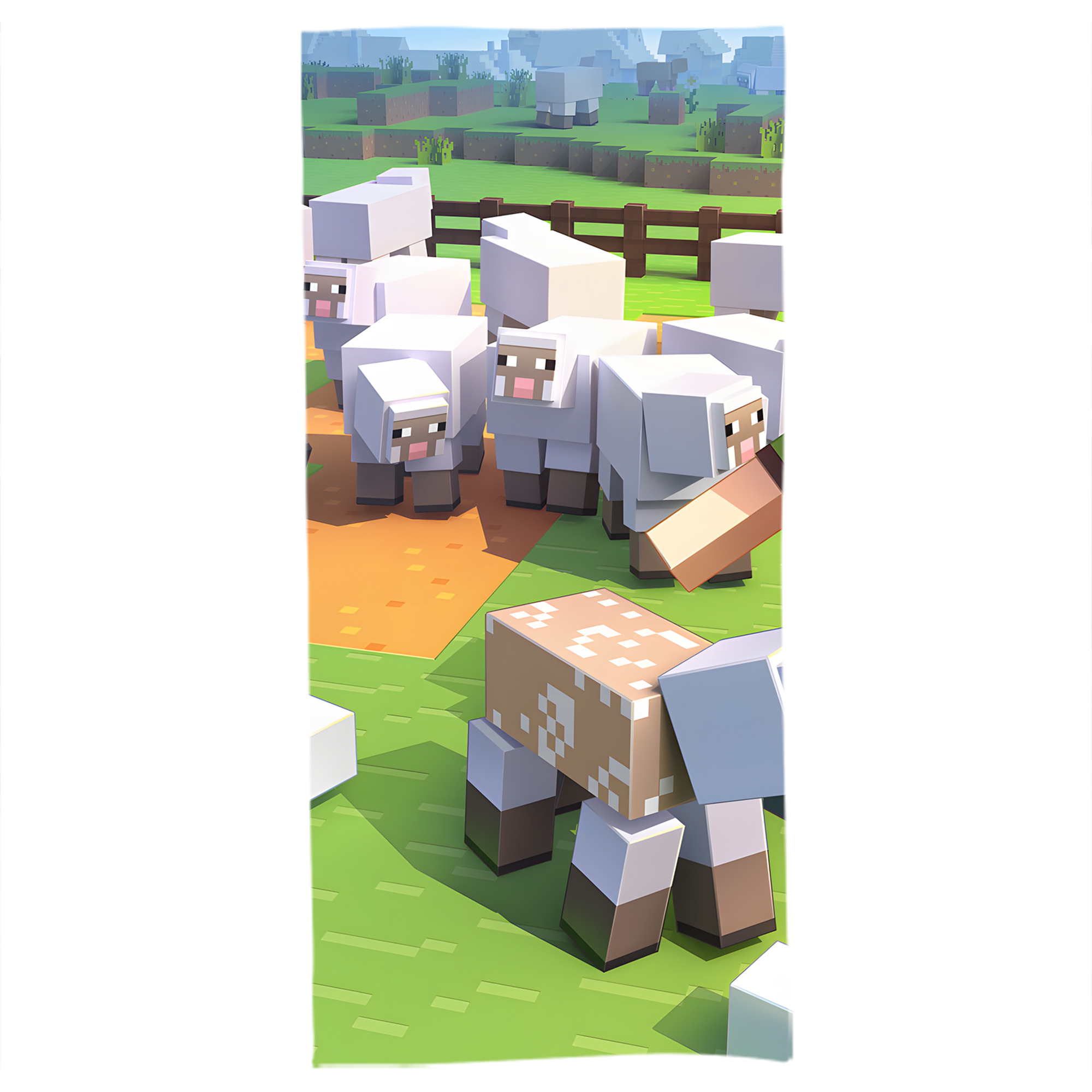 （画像用） マインクラフト ブロックの世界 Minecraft MC Block world 大判バスタオル 70×140cm 吸水速乾 柔らかい肌触り