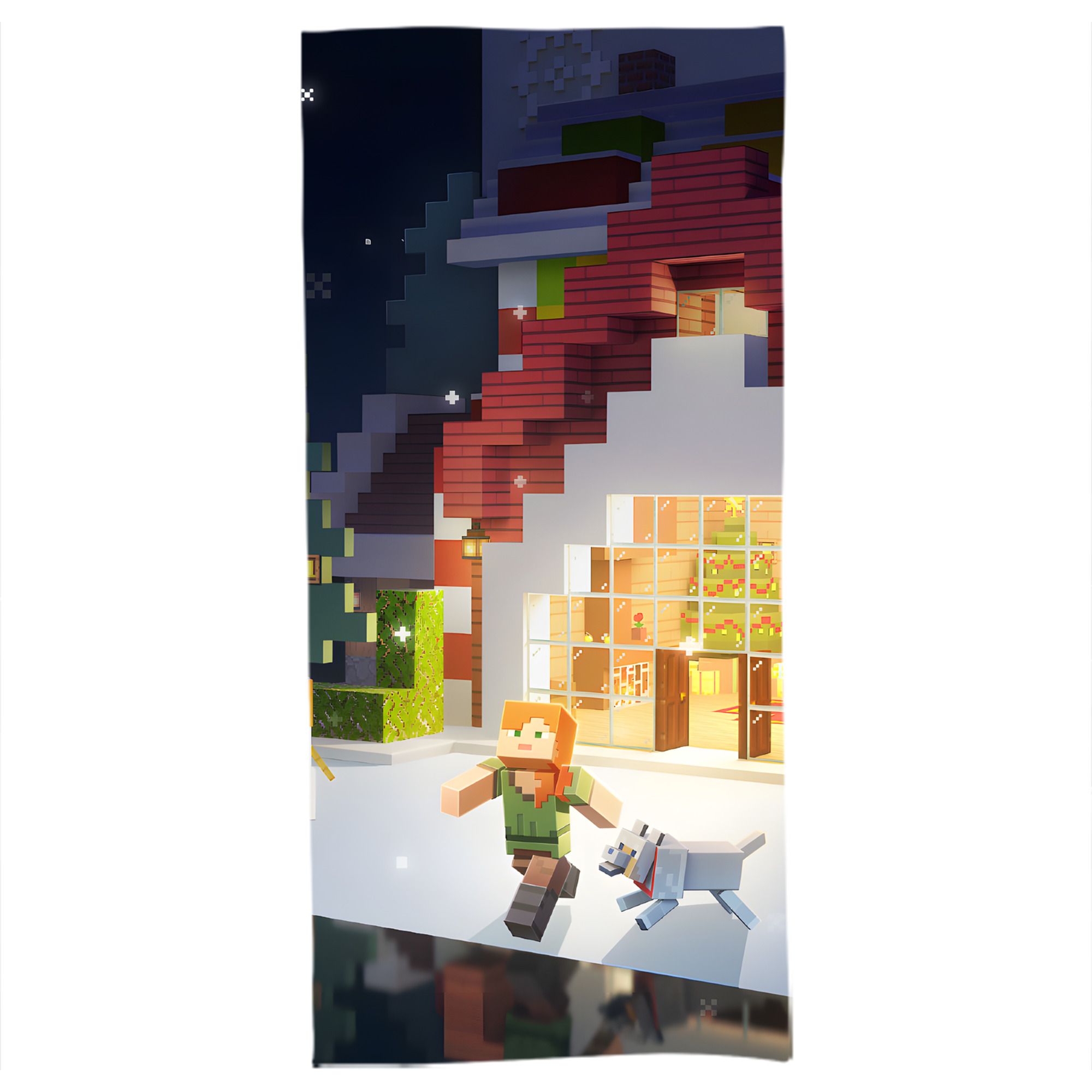 （画像用） マインクラフト ブロックの世界 Minecraft MC Block world 大判バスタオル 70×140cm 吸水速乾 柔らかい肌触り
