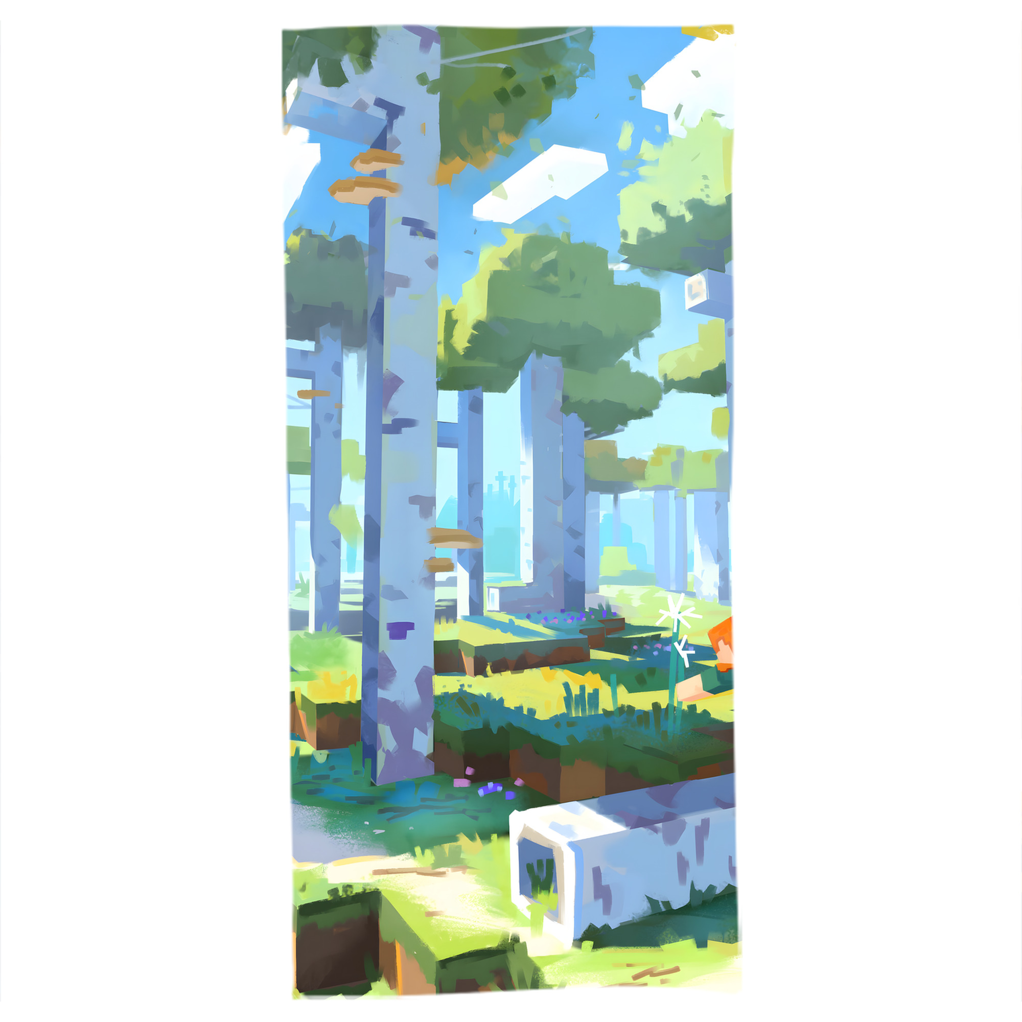 （画像用） マインクラフト ブロックの世界 Minecraft MC Block world 大判バスタオル 70×140cm 吸水速乾 柔らかい肌触り