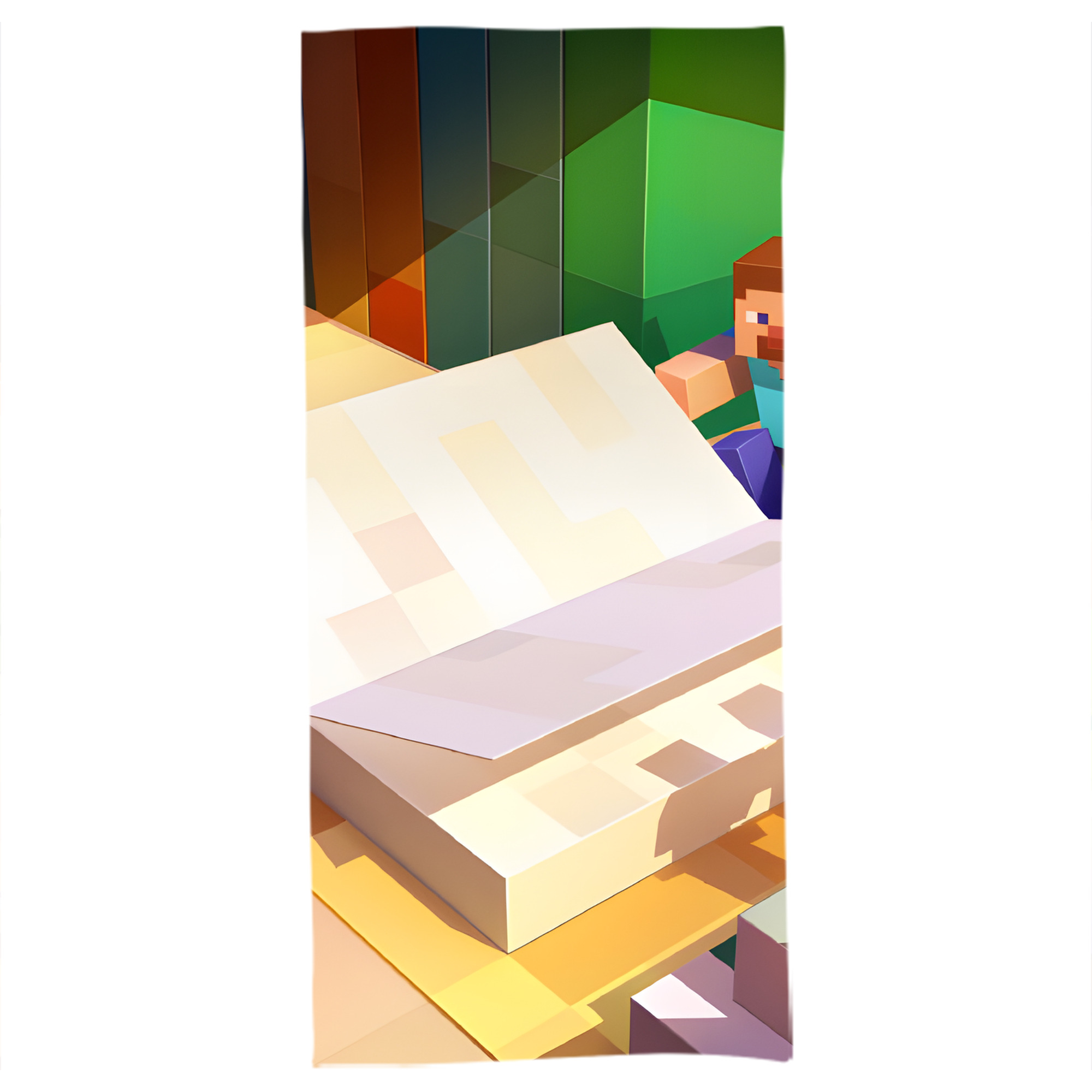 （画像用） マインクラフト ブロックの世界 Minecraft MC Block world 大判バスタオル 70×140cm 吸水速乾 柔らかい肌触り