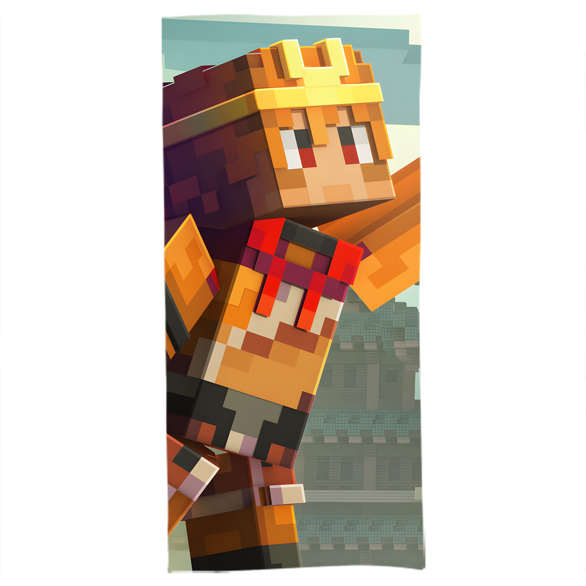 （画像用） マインクラフト ブロックの世界 Minecraft MC Block world 大判バスタオル 70×140cm 吸水速乾 柔らかい肌触り