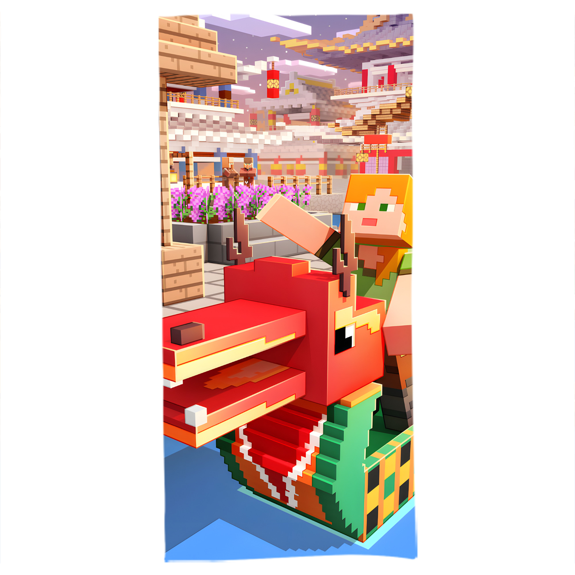 （画像用） マインクラフト ブロックの世界 Minecraft MC Block world 大判バスタオル 70×140cm 吸水速乾 柔らかい肌触り