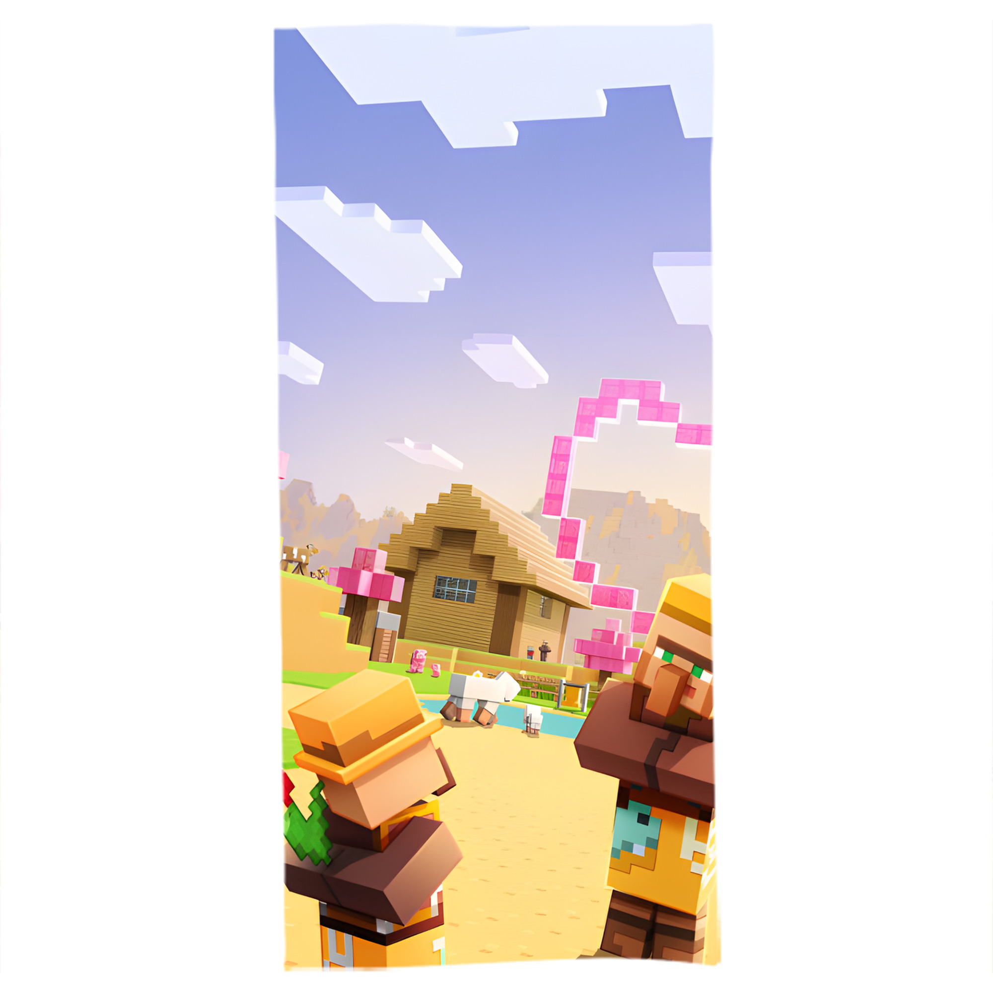 （画像用） マインクラフト ブロックの世界 Minecraft MC Block world 大判バスタオル 70×140cm 吸水速乾 柔らかい肌触り
