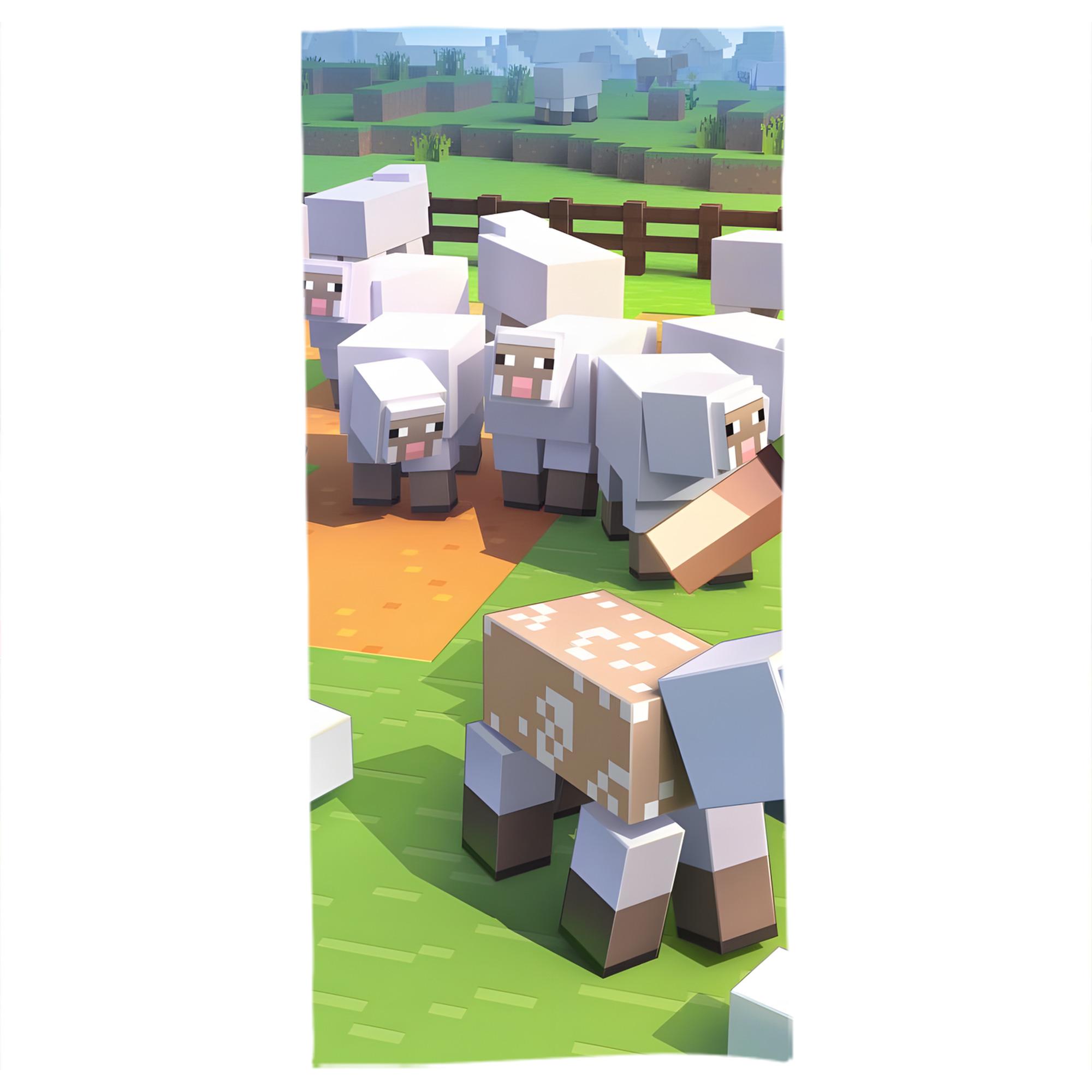 （画像用） マインクラフト ブロックの世界 Minecraft MC Block world 大判バスタオル 70×140cm 吸水速乾 柔らかい肌触り