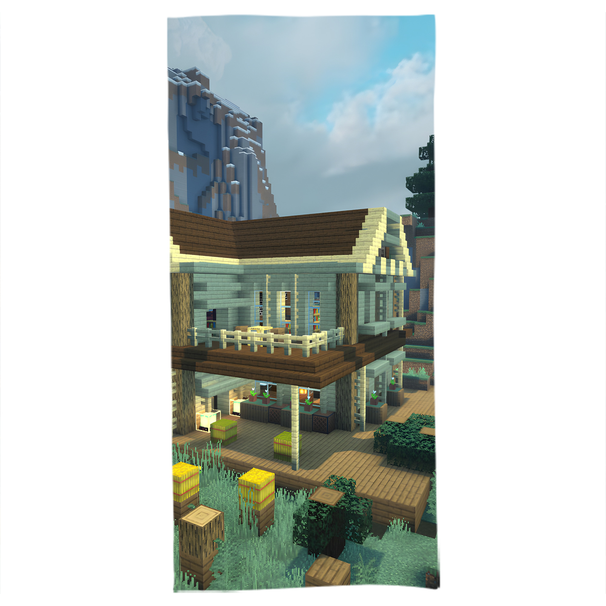 （画像用） マインクラフト ブロックの世界 Minecraft MC Block world 大判バスタオル 70×140cm 吸水速乾 柔らかい肌触り