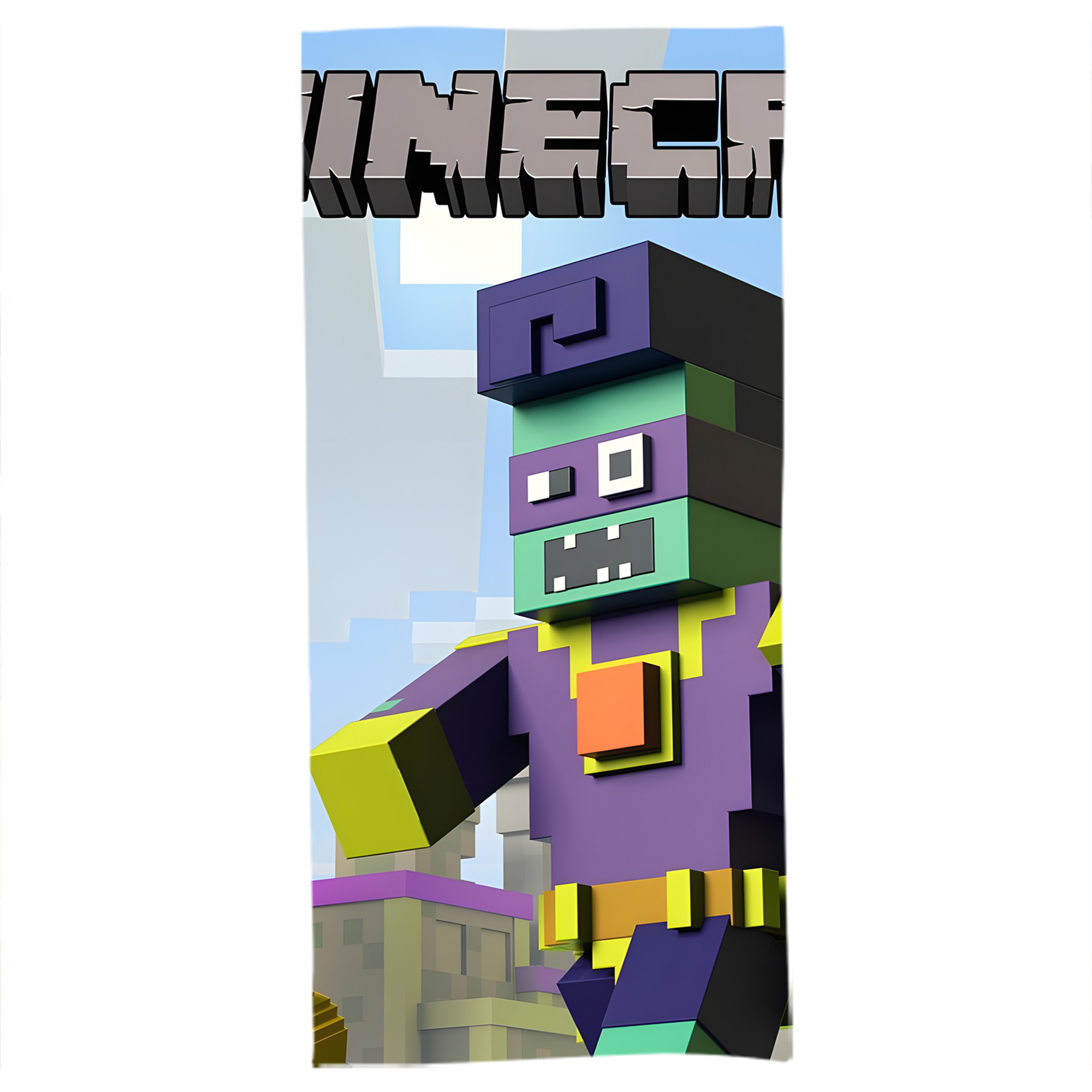 （画像用） マインクラフト ブロックの世界 Minecraft MC Block world 大判バスタオル 70×140cm 吸水速乾 柔らかい肌触り