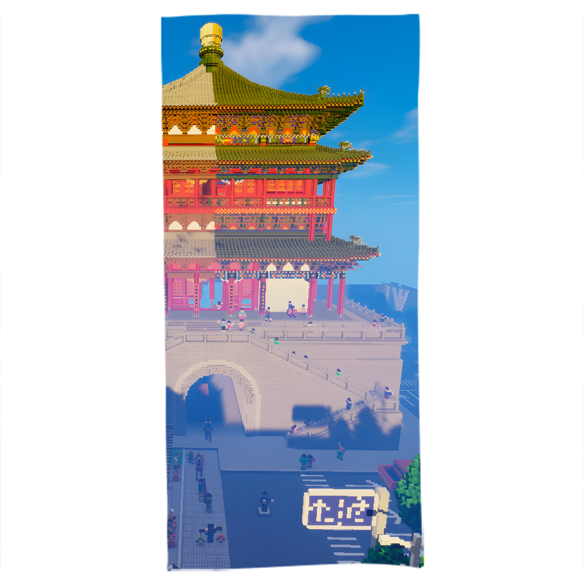 （画像用） マインクラフト ブロックの世界 Minecraft MC Block world 大判バスタオル 70×140cm 吸水速乾 柔らかい肌触り