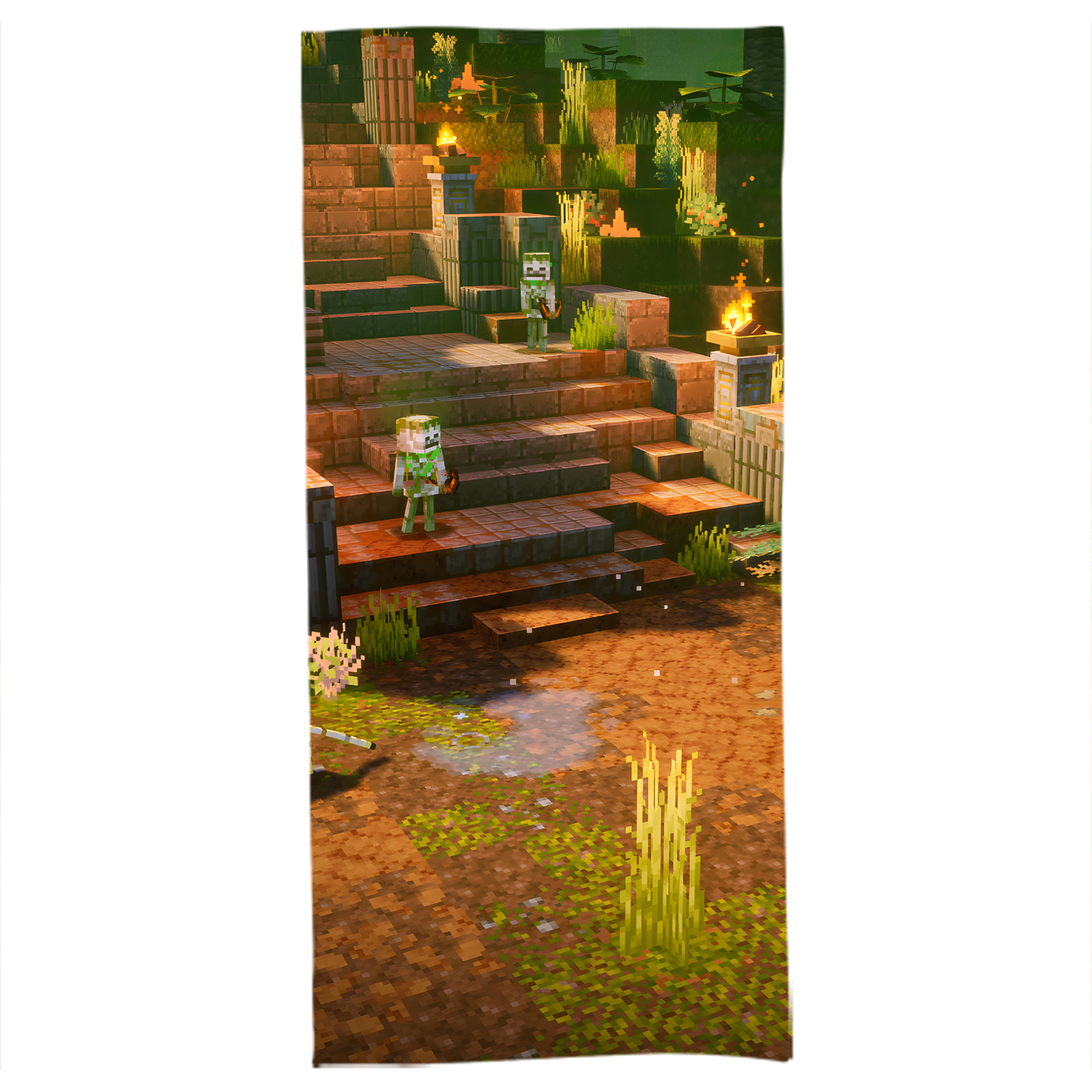 （画像用） マインクラフト ブロックの世界 Minecraft MC Block world 大判バスタオル 70×140cm 吸水速乾 柔らかい肌触り