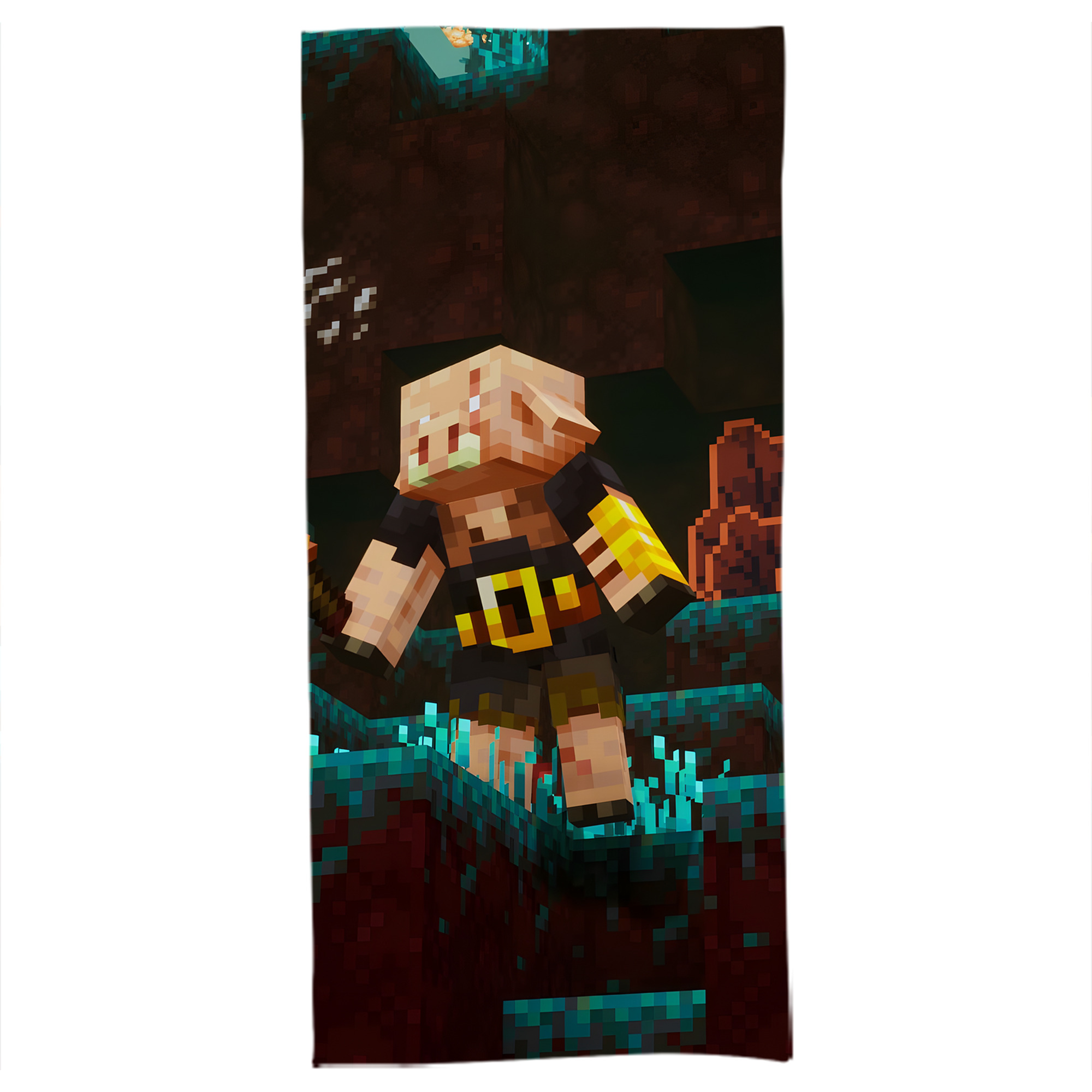 （画像用） マインクラフト ブロックの世界 Minecraft MC Block world 大判バスタオル 70×140cm 吸水速乾 柔らかい肌触り