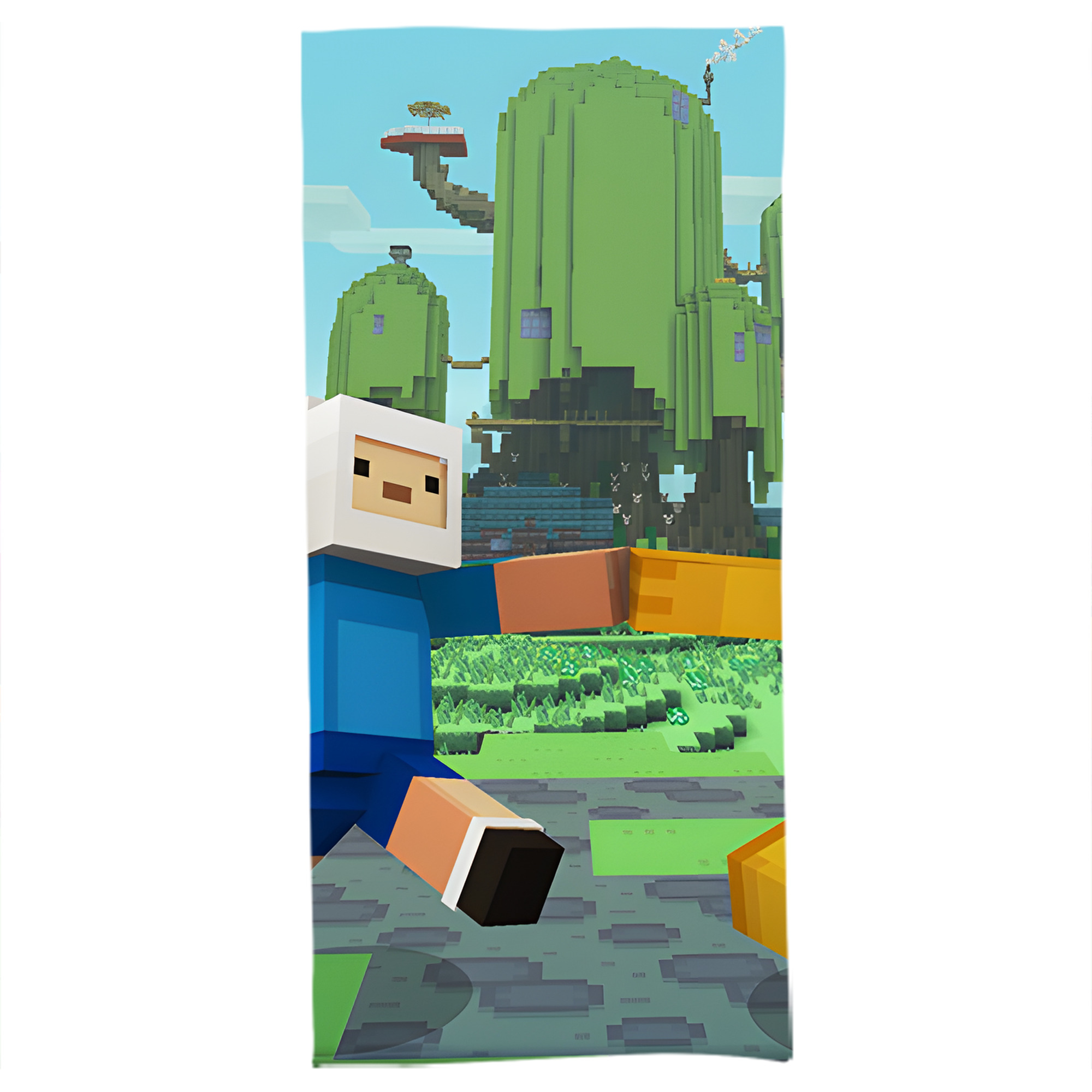 （画像用） マインクラフト ブロックの世界 Minecraft MC Block world 大判バスタオル 70×140cm 吸水速乾 柔らかい肌触り