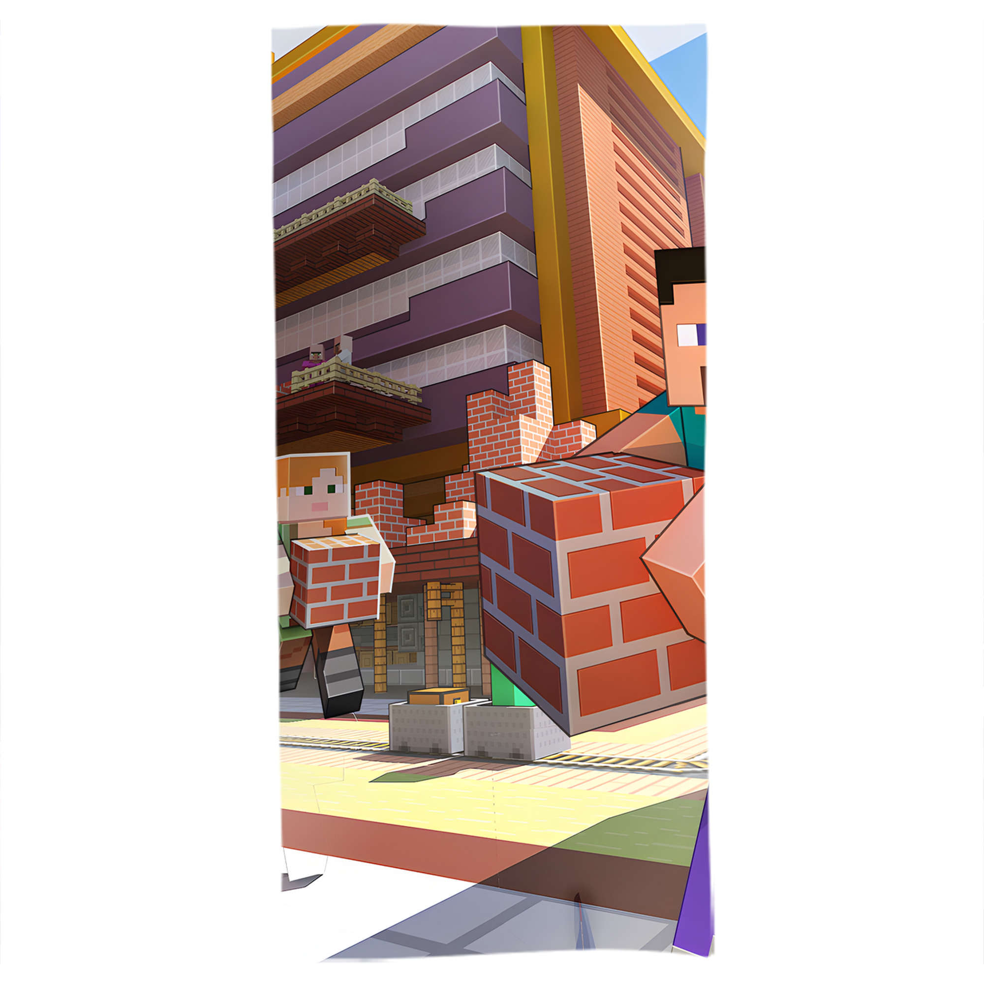 （画像用） マインクラフト ブロックの世界 Minecraft MC Block world 大判バスタオル 70×140cm 吸水速乾 柔らかい肌触り