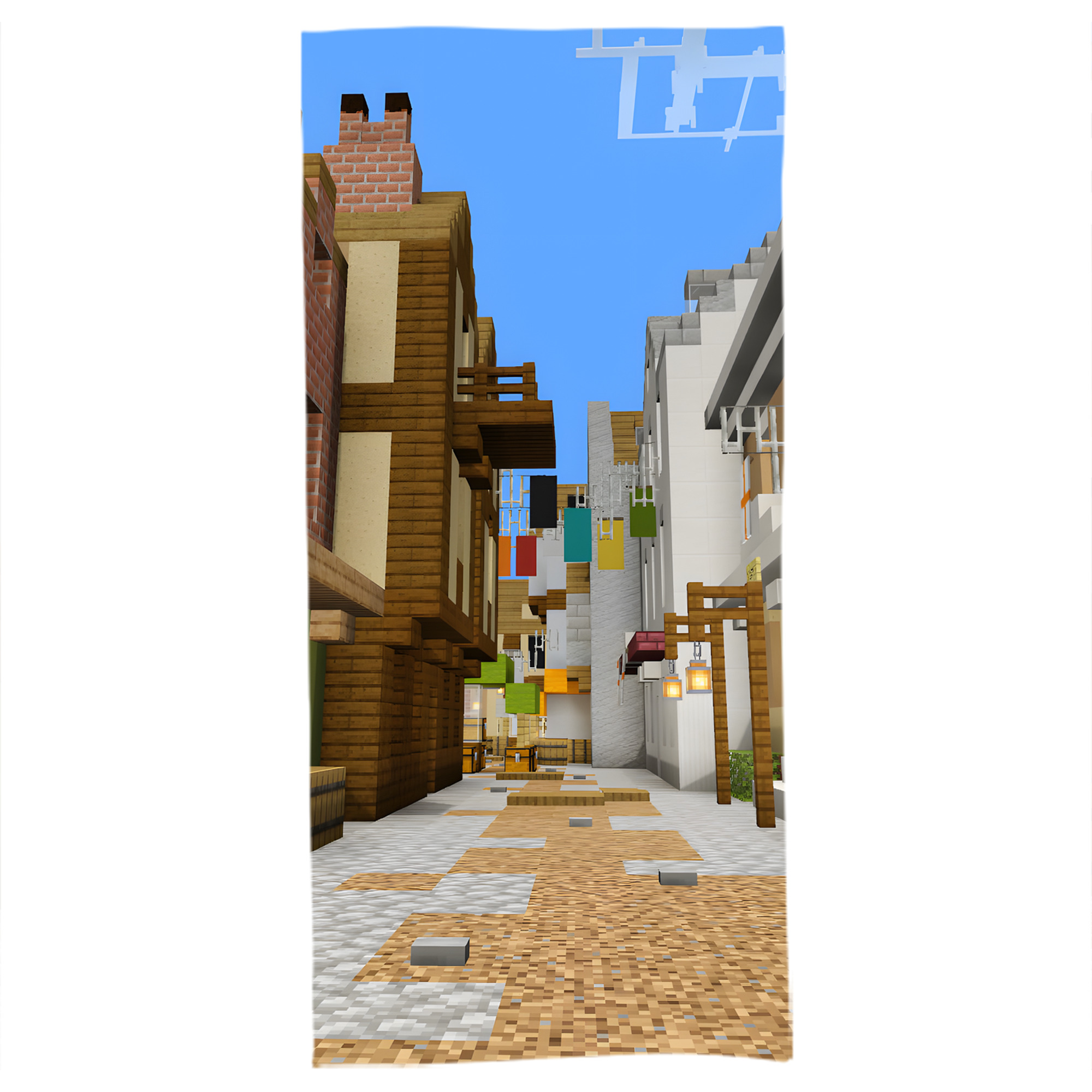 （画像用） マインクラフト ブロックの世界 Minecraft MC Block world 大判バスタオル 70×140cm 吸水速乾 柔らかい肌触り