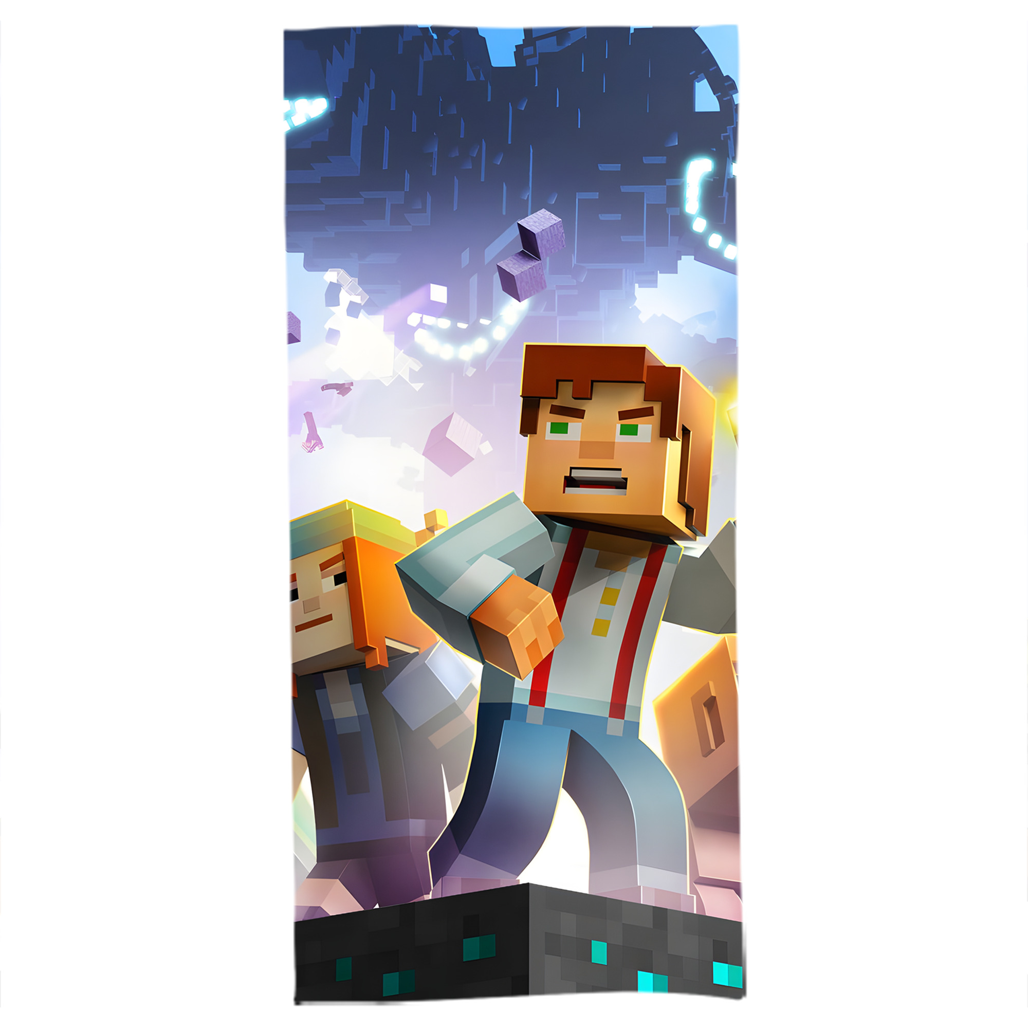 （画像用） マインクラフト ブロックの世界 Minecraft MC Block world 大判バスタオル 70×140cm 吸水速乾 柔らかい肌触り
