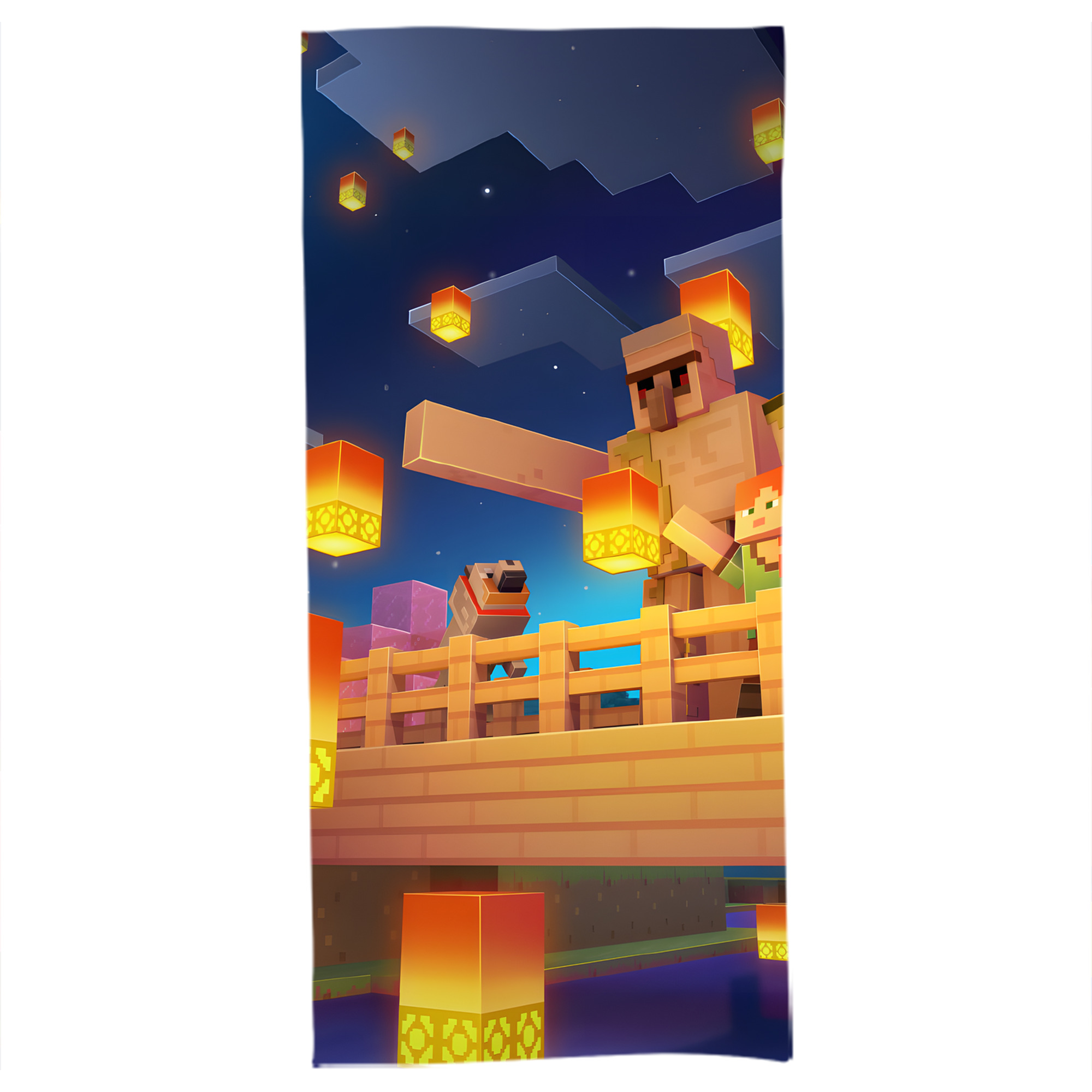 （画像用） マインクラフト ブロックの世界 Minecraft MC Block world 大判バスタオル 70×140cm 吸水速乾 柔らかい肌触り