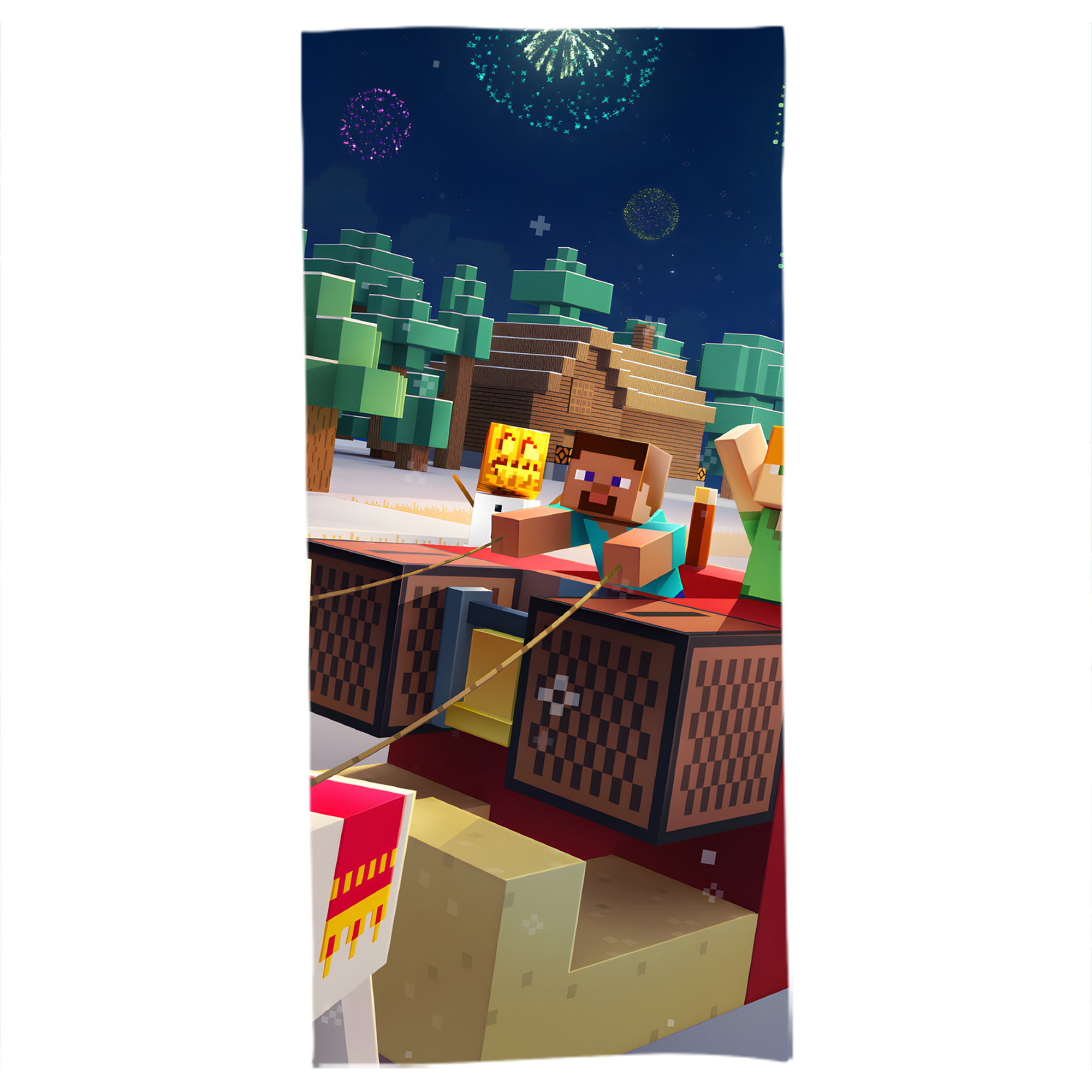 （画像用） マインクラフト ブロックの世界 Minecraft MC Block world 大判バスタオル 70×140cm 吸水速乾 柔らかい肌触り