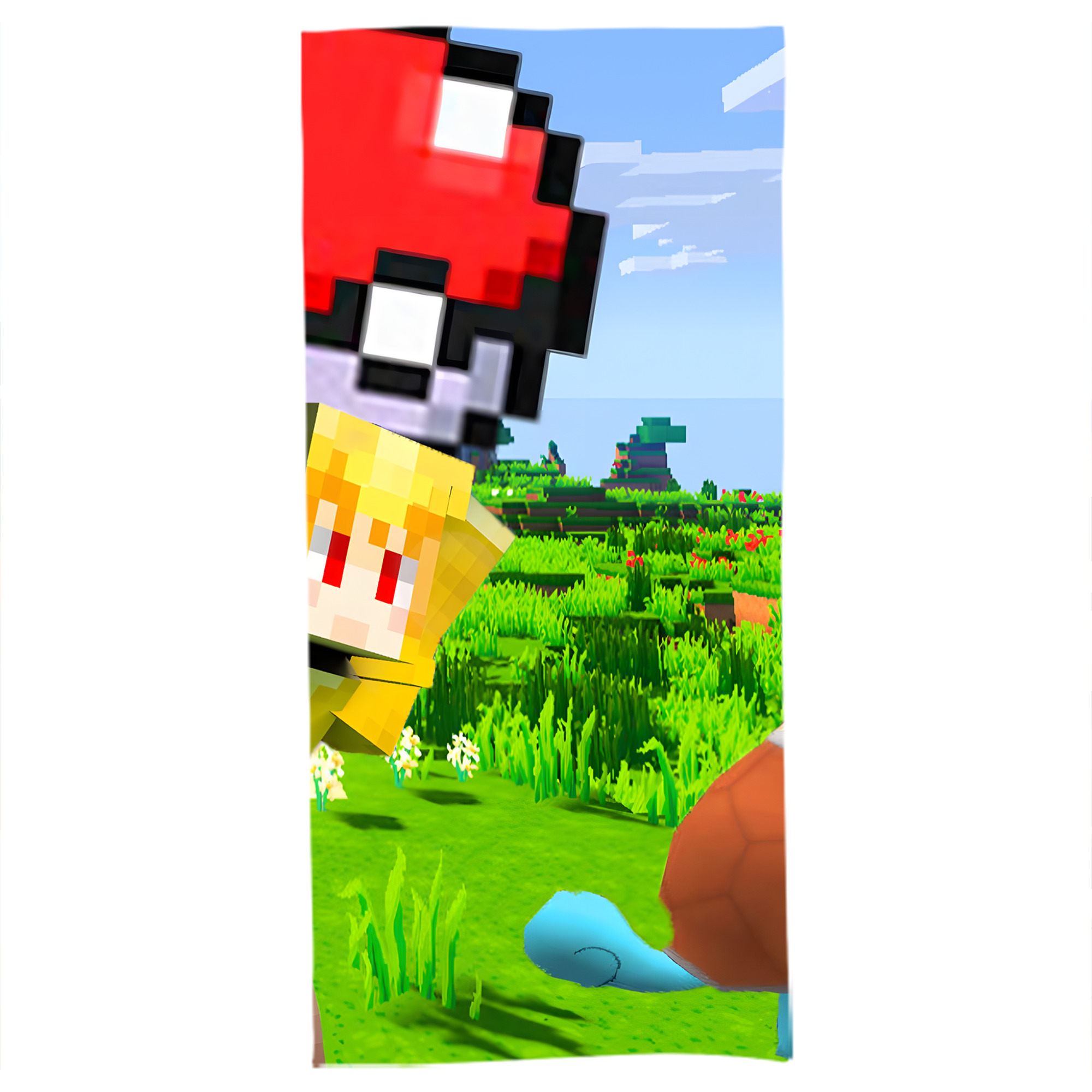 （画像用） マインクラフト ブロックの世界 Minecraft MC Block world 大判バスタオル 70×140cm 吸水速乾 柔らかい肌触り