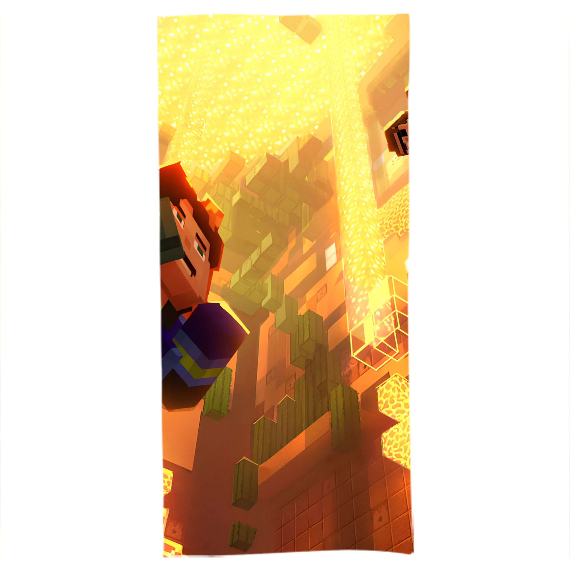 （画像用） マインクラフト ブロックの世界 Minecraft MC Block world 大判バスタオル 70×140cm 吸水速乾 柔らかい肌触り