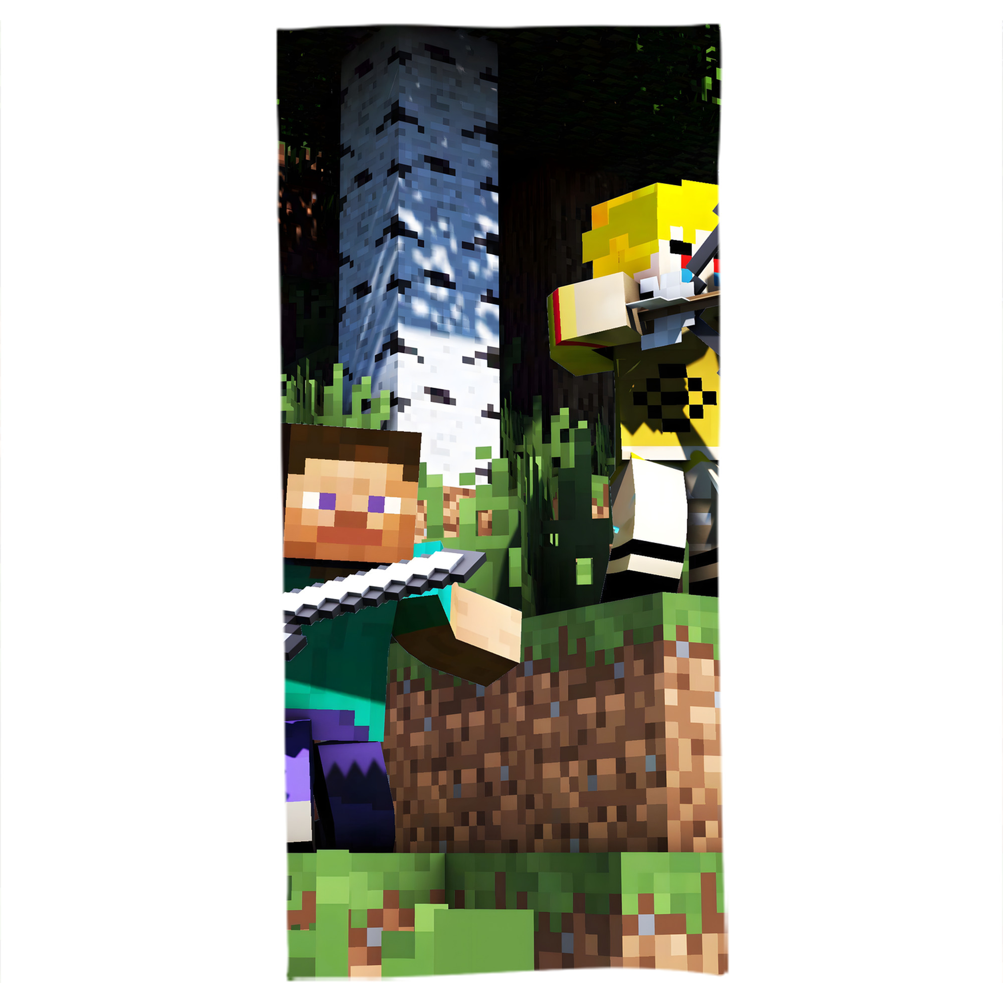 （画像用） マインクラフト ブロックの世界 Minecraft MC Block world 大判バスタオル 70×140cm 吸水速乾 柔らかい肌触り
