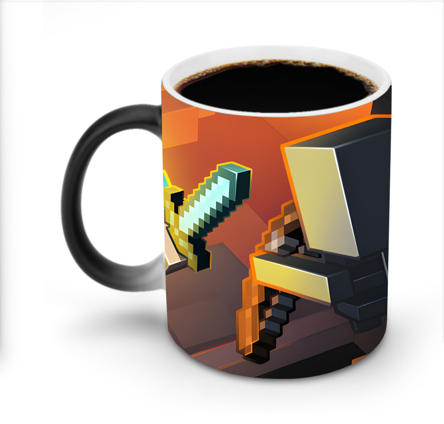 （画像用） マインクラフト ブロックの世界 Minecraft MC Block world 温度変色マグカップ