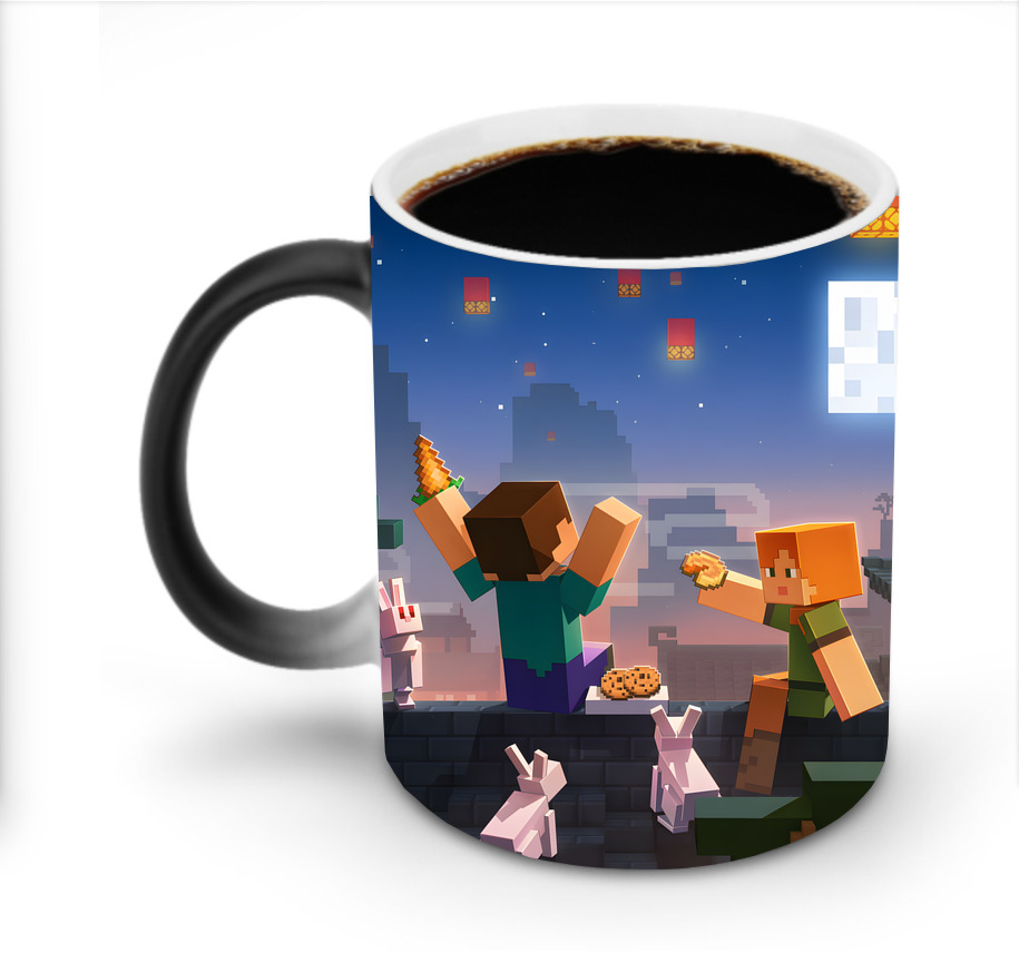 （画像用） マインクラフト ブロックの世界 Minecraft MC Block world 温度変色マグカップ