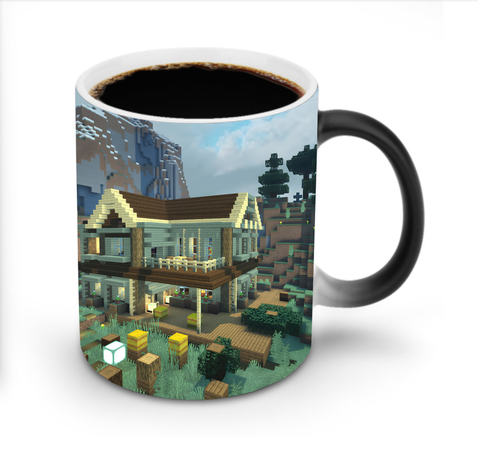 （画像用） マインクラフト ブロックの世界 Minecraft MC Block world 温度変色マグカップ