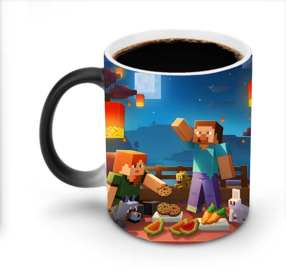 （画像用） マインクラフト ブロックの世界 Minecraft MC Block world 温度変色マグカップ