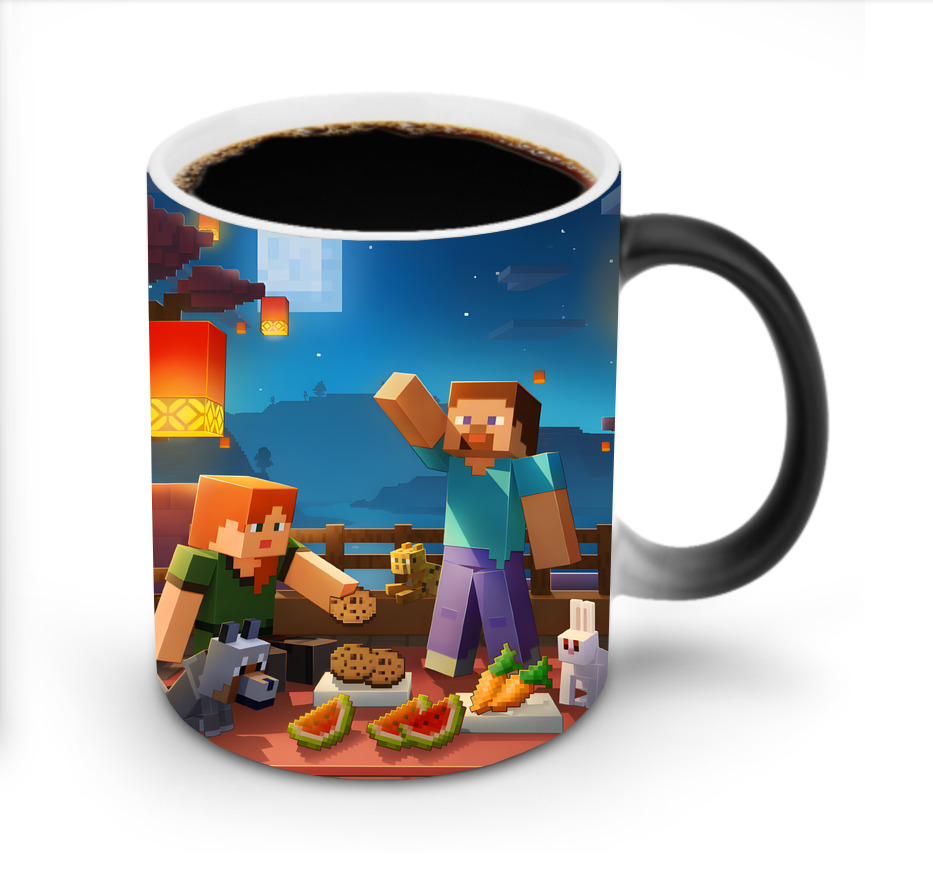 （画像用） マインクラフト ブロックの世界 Minecraft MC Block world 温度変色マグカップ