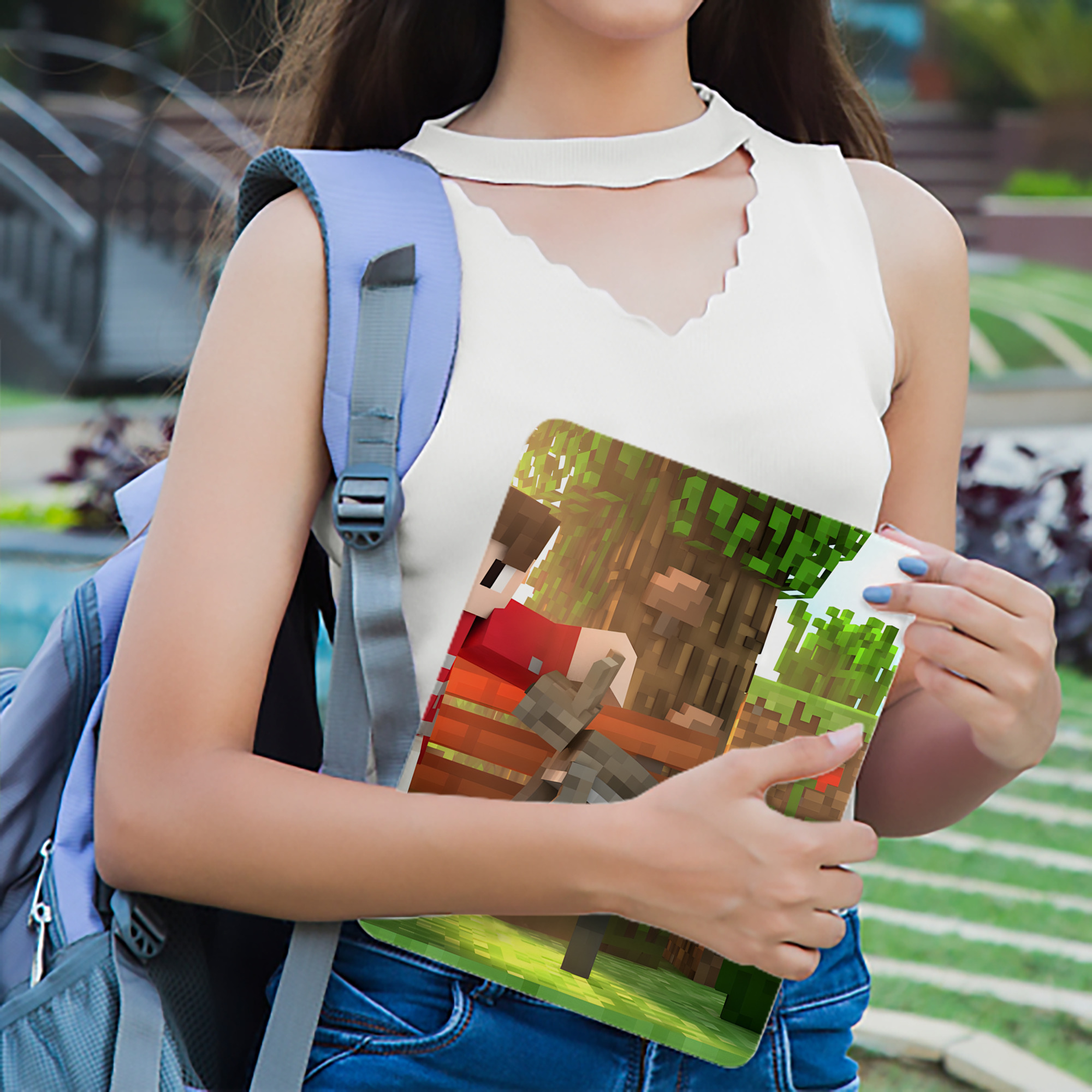 マインクラフト ブロックの世界 Minecraft MC Block world IPad ケース ブック型 PUレザー TPU 耐衝撃 軽量 薄型 ペン収納なし 全面保護 IPad 各モデル対応