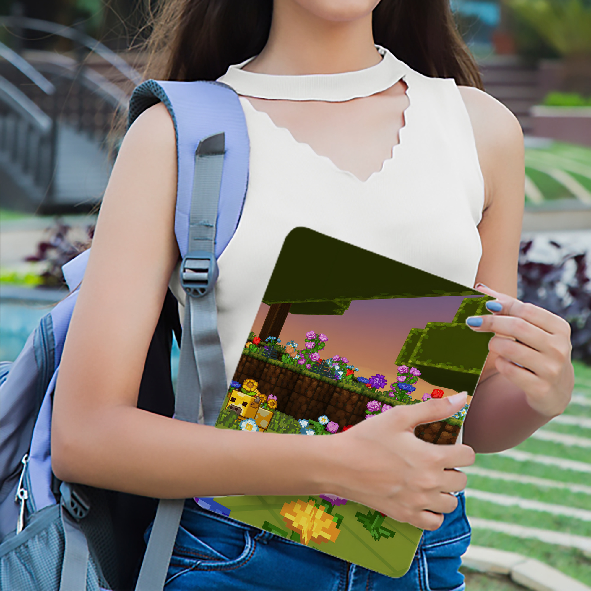 マインクラフト ブロックの世界 Minecraft MC Block world IPad ケース ブック型 PUレザー TPU 耐衝撃 軽量 薄型 ペン収納なし 全面保護 IPad 各モデル対応