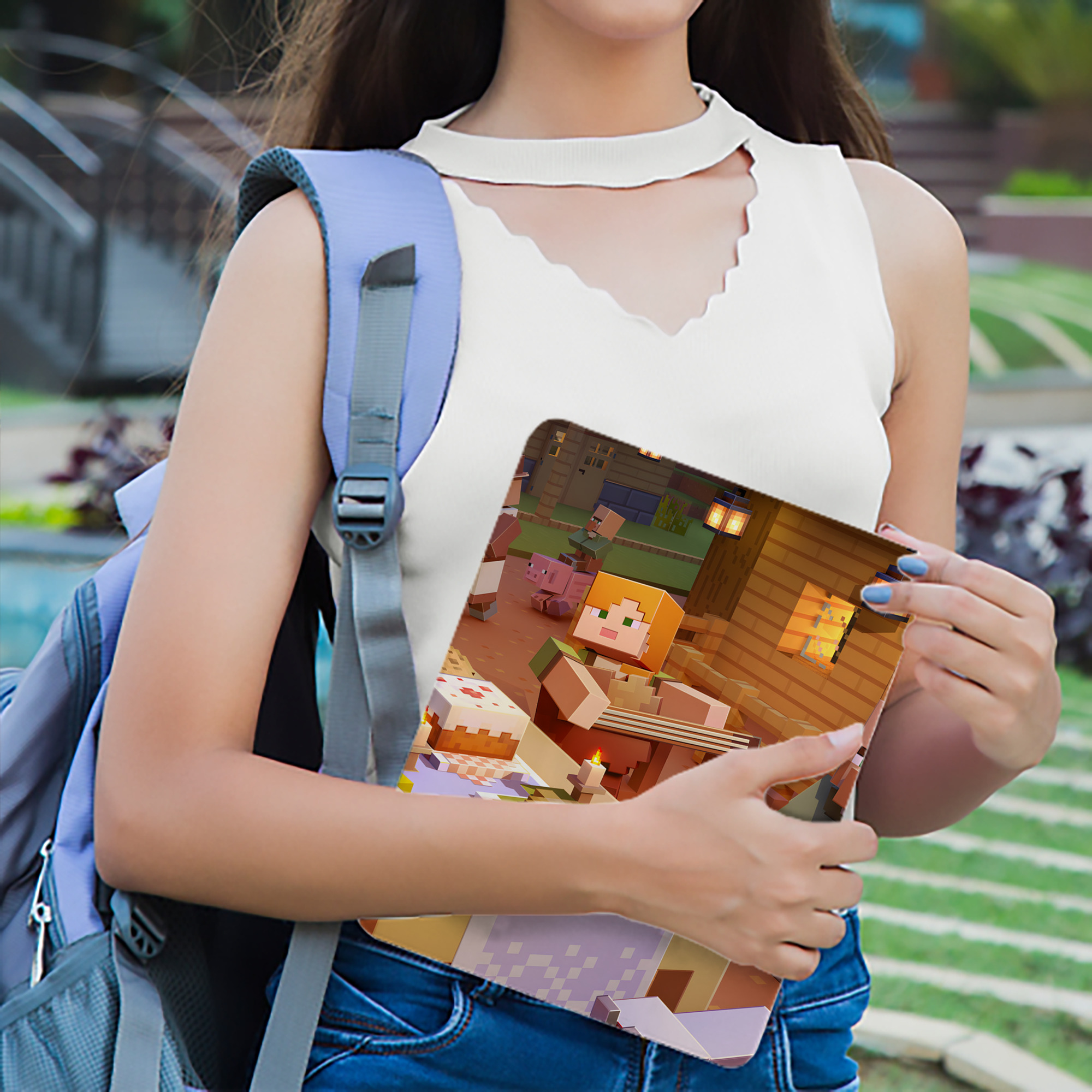 マインクラフト ブロックの世界 Minecraft MC Block world IPad ケース ブック型 PUレザー TPU 耐衝撃 軽量 薄型 ペン収納なし 全面保護 IPad 各モデル対応
