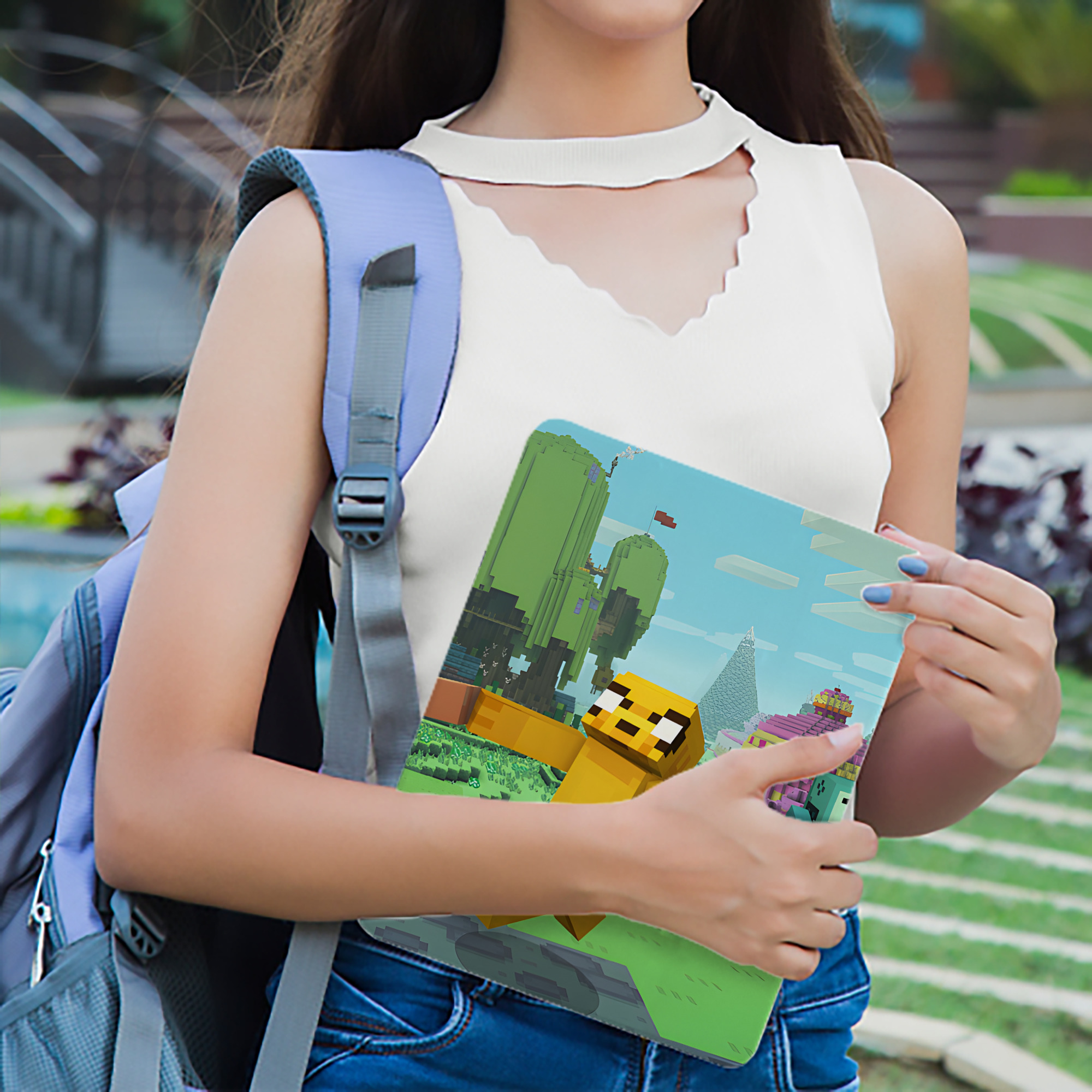 マインクラフト ブロックの世界 Minecraft MC Block world IPad ケース ブック型 PUレザー TPU 耐衝撃 軽量 薄型 ペン収納なし 全面保護 IPad 各モデル対応