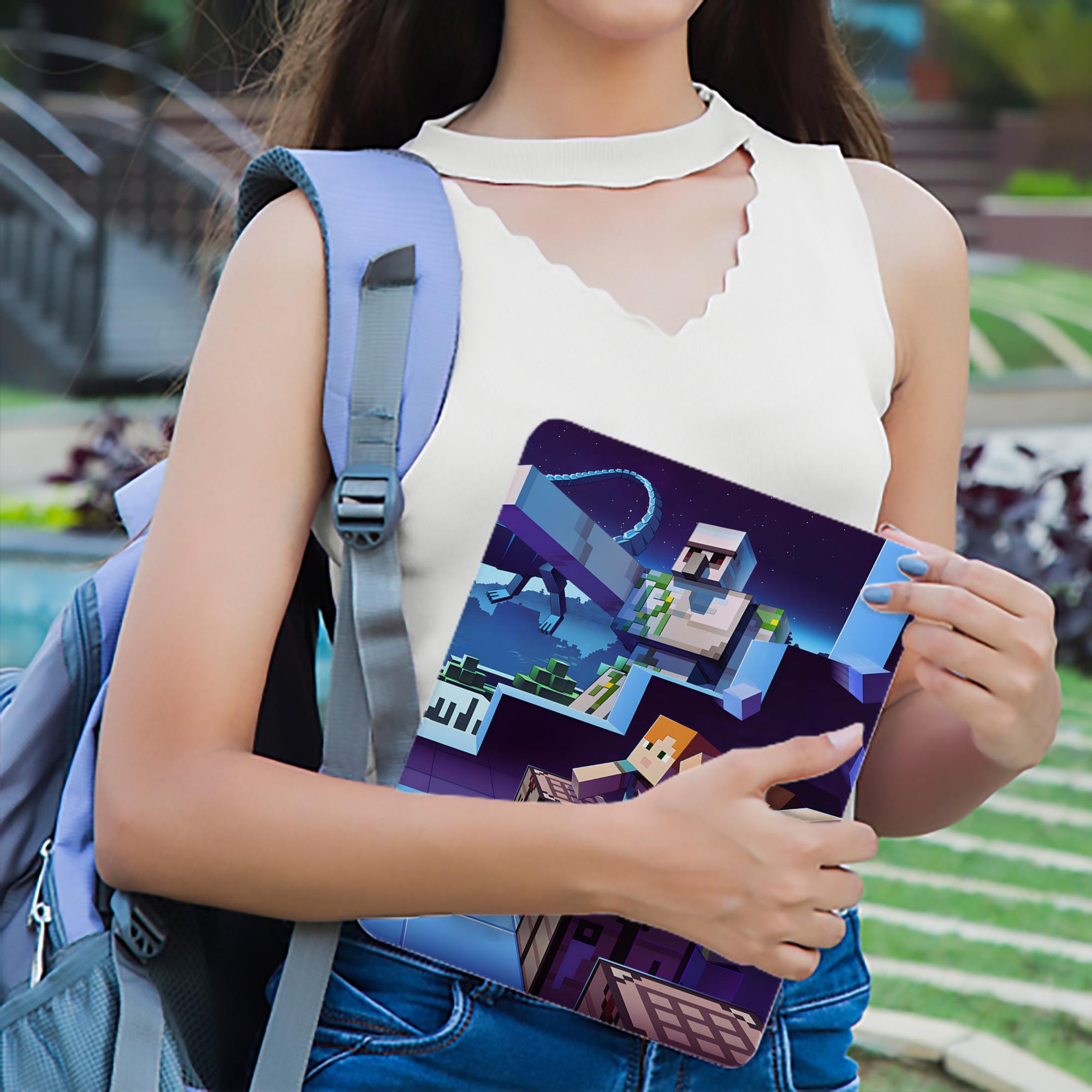 マインクラフト ブロックの世界 Minecraft MC Block world IPad ケース ブック型 PUレザー TPU 耐衝撃 軽量 薄型 ペン収納なし 全面保護 IPad 各モデル対応