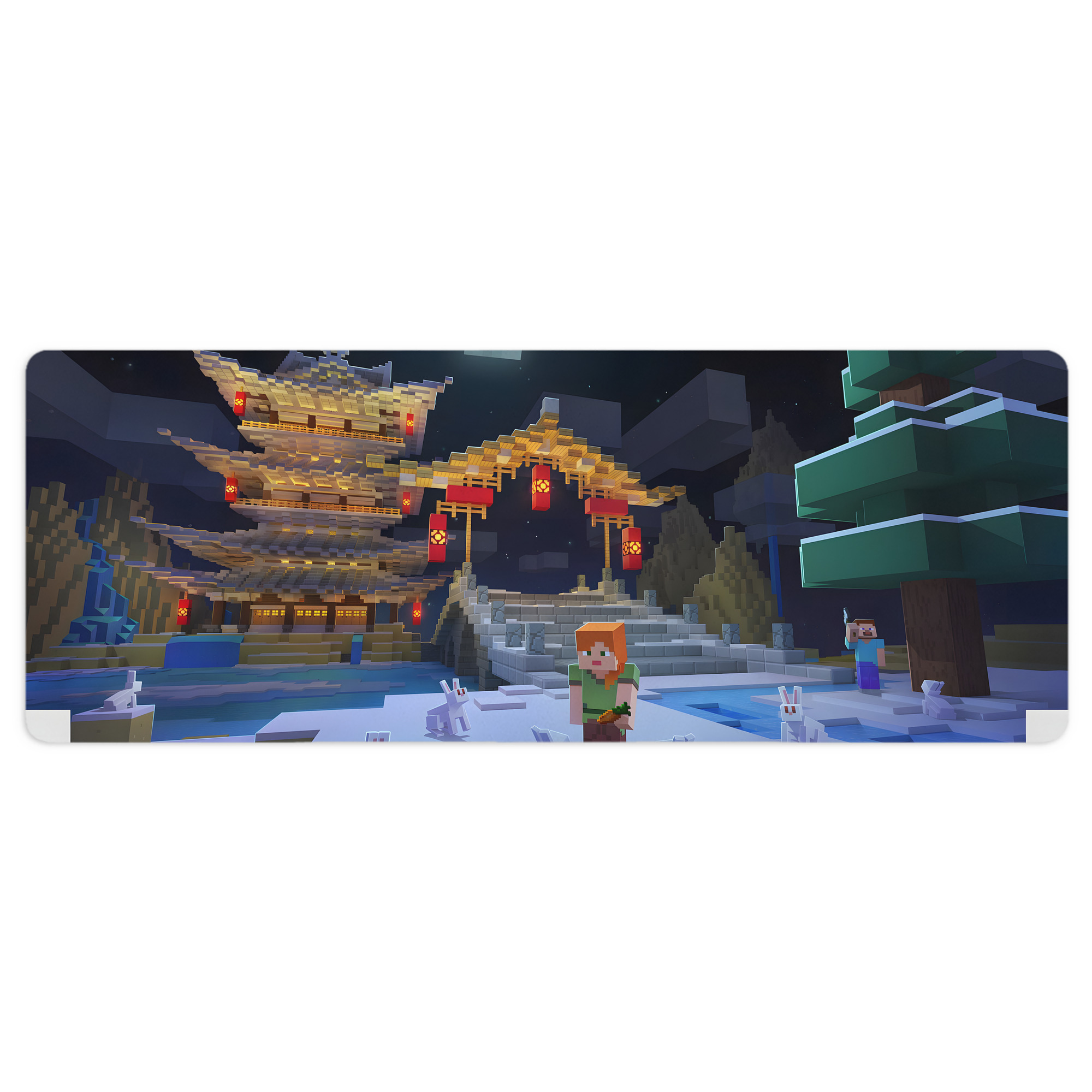 （画像用） マインクラフト ブロックの世界 Minecraft MC Block world ステッチ加工 大判デスクマット／滑り止めマウスパッド