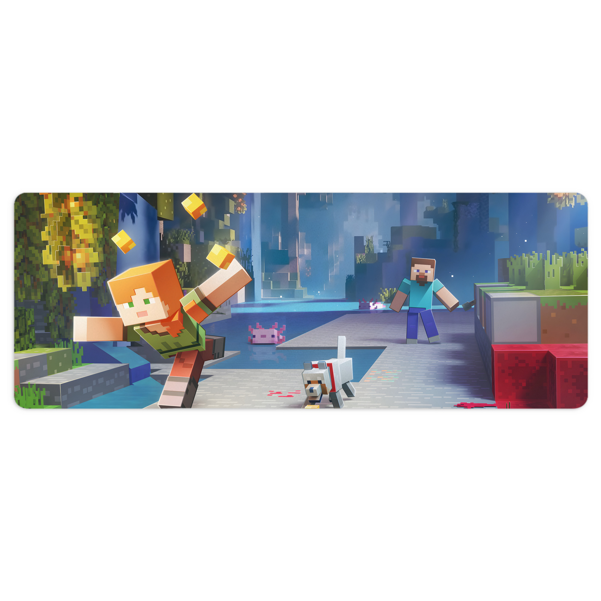 （画像用） マインクラフト ブロックの世界 Minecraft MC Block world ステッチ加工 大判デスクマット／滑り止めマウスパッド