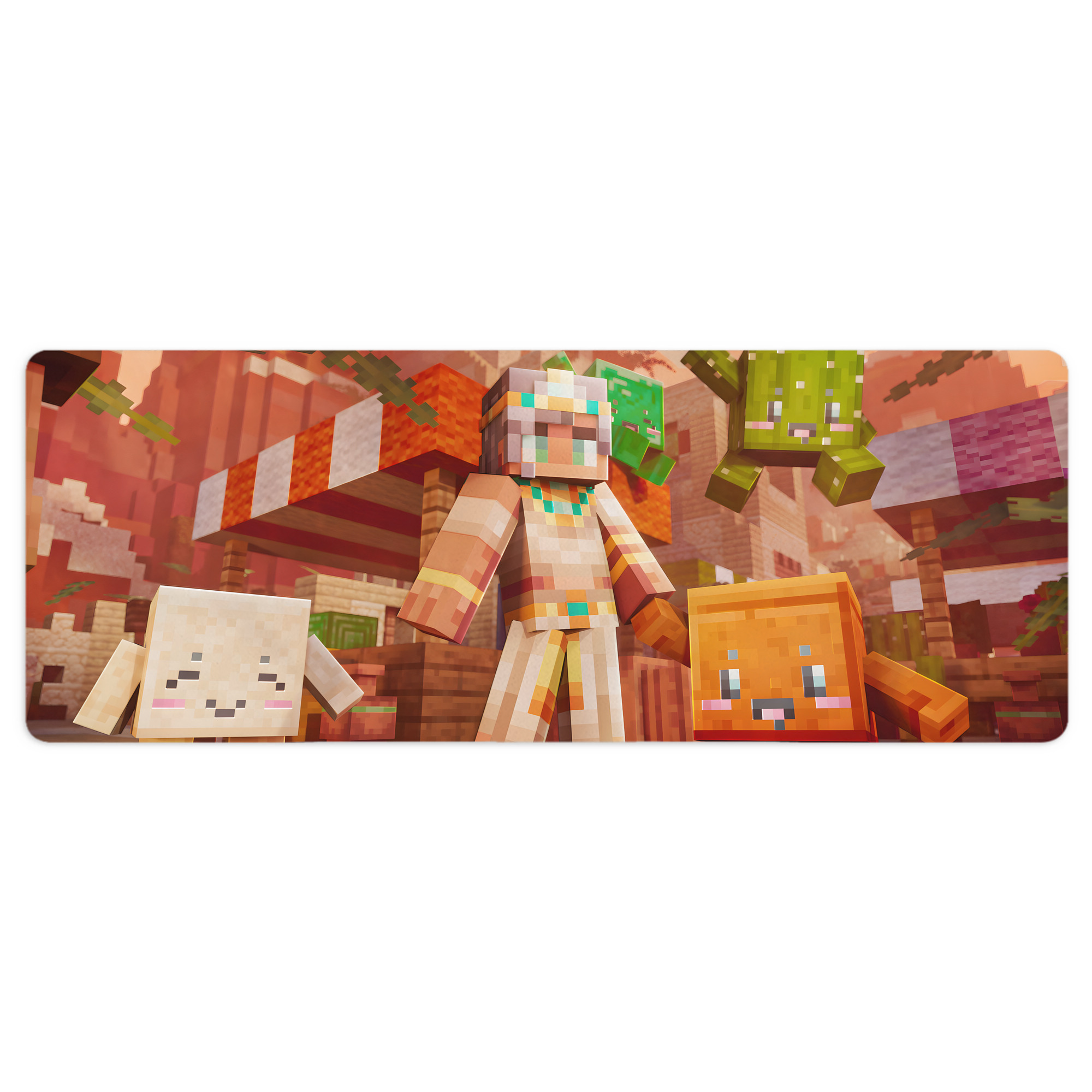 （画像用） マインクラフト ブロックの世界 Minecraft MC Block world ステッチ加工 大判デスクマット／滑り止めマウスパッド
