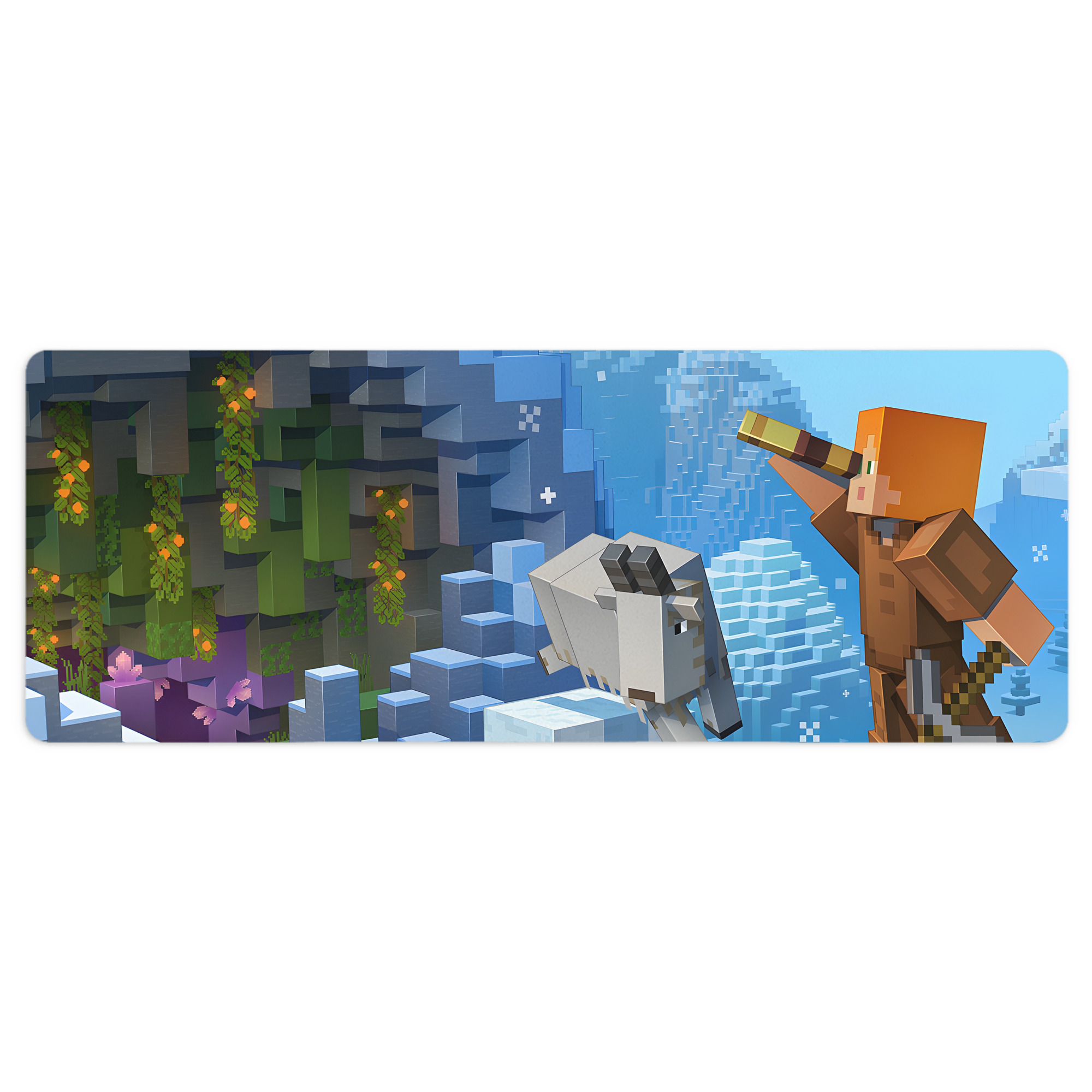 （画像用） マインクラフト ブロックの世界 Minecraft MC Block world ステッチ加工 大判デスクマット／滑り止めマウスパッド