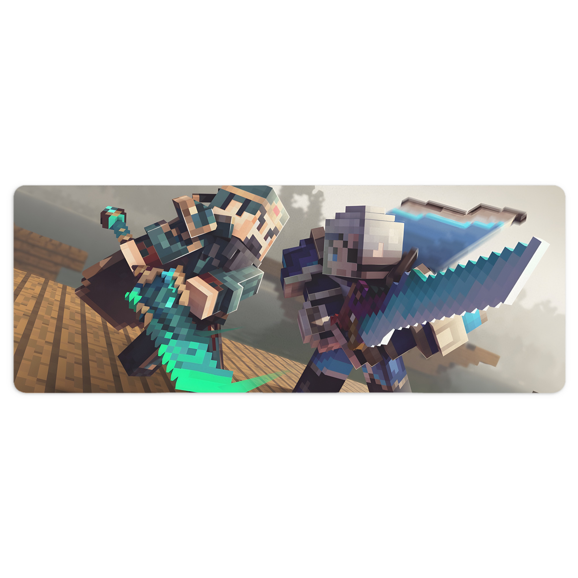 （画像用） マインクラフト ブロックの世界 Minecraft MC Block world ステッチ加工 大判デスクマット／滑り止めマウスパッド