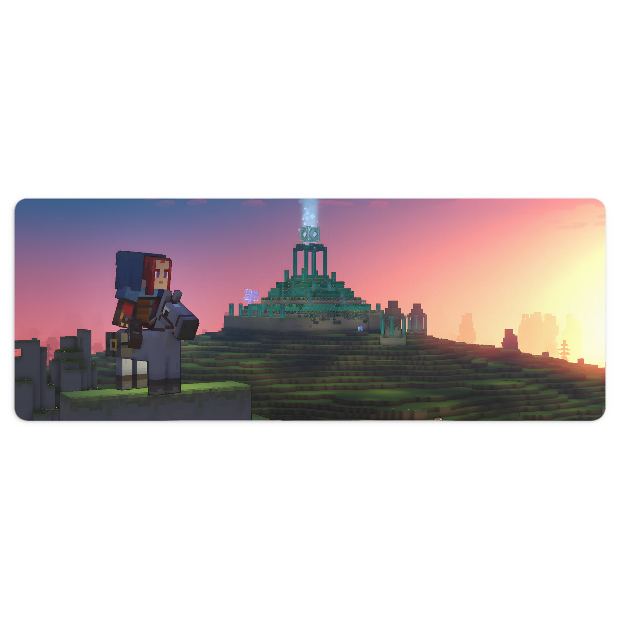 （画像用） マインクラフト ブロックの世界 Minecraft MC Block world ステッチ加工 大判デスクマット／滑り止めマウスパッド