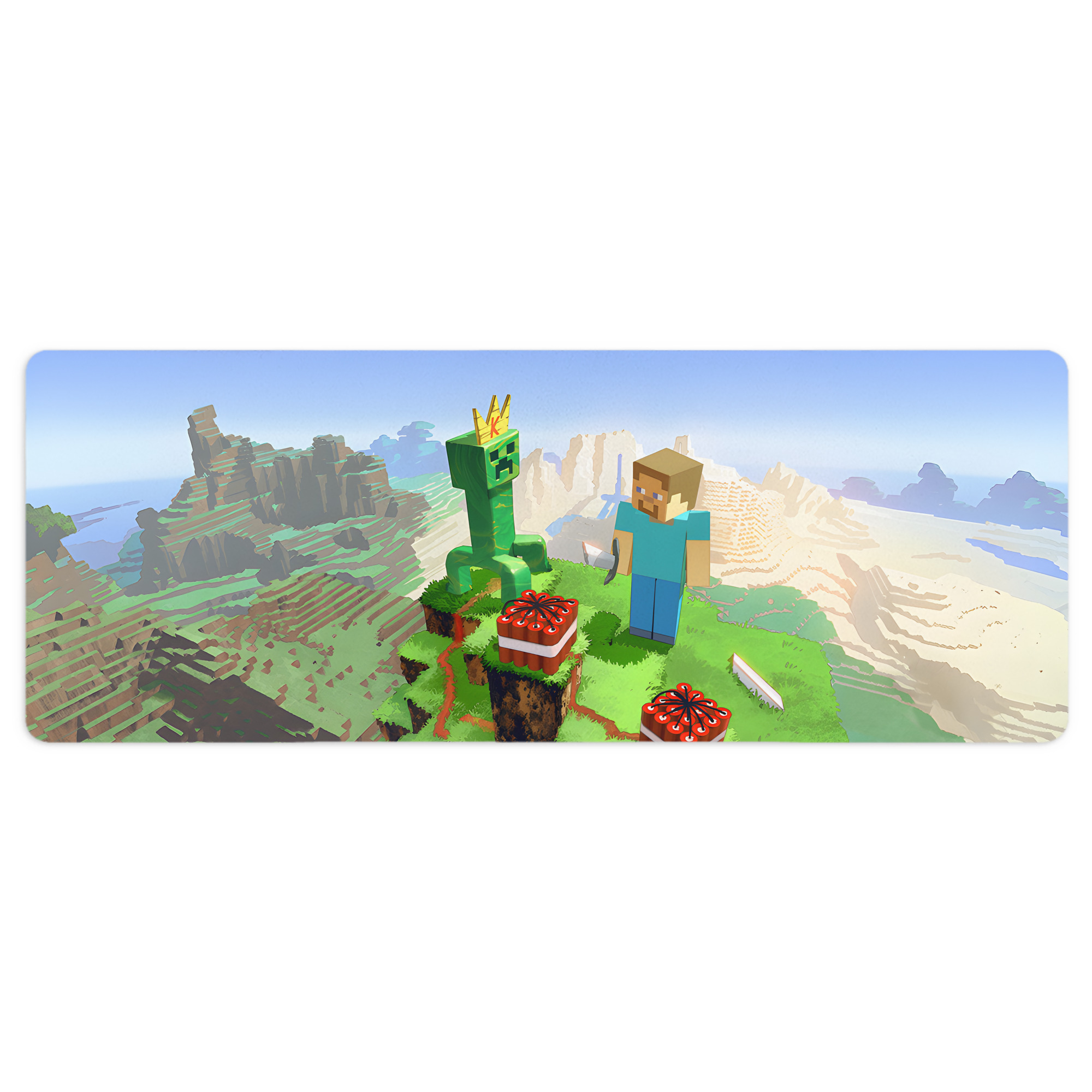 （画像用） マインクラフト ブロックの世界 Minecraft MC Block world ステッチ加工 大判デスクマット／滑り止めマウスパッド