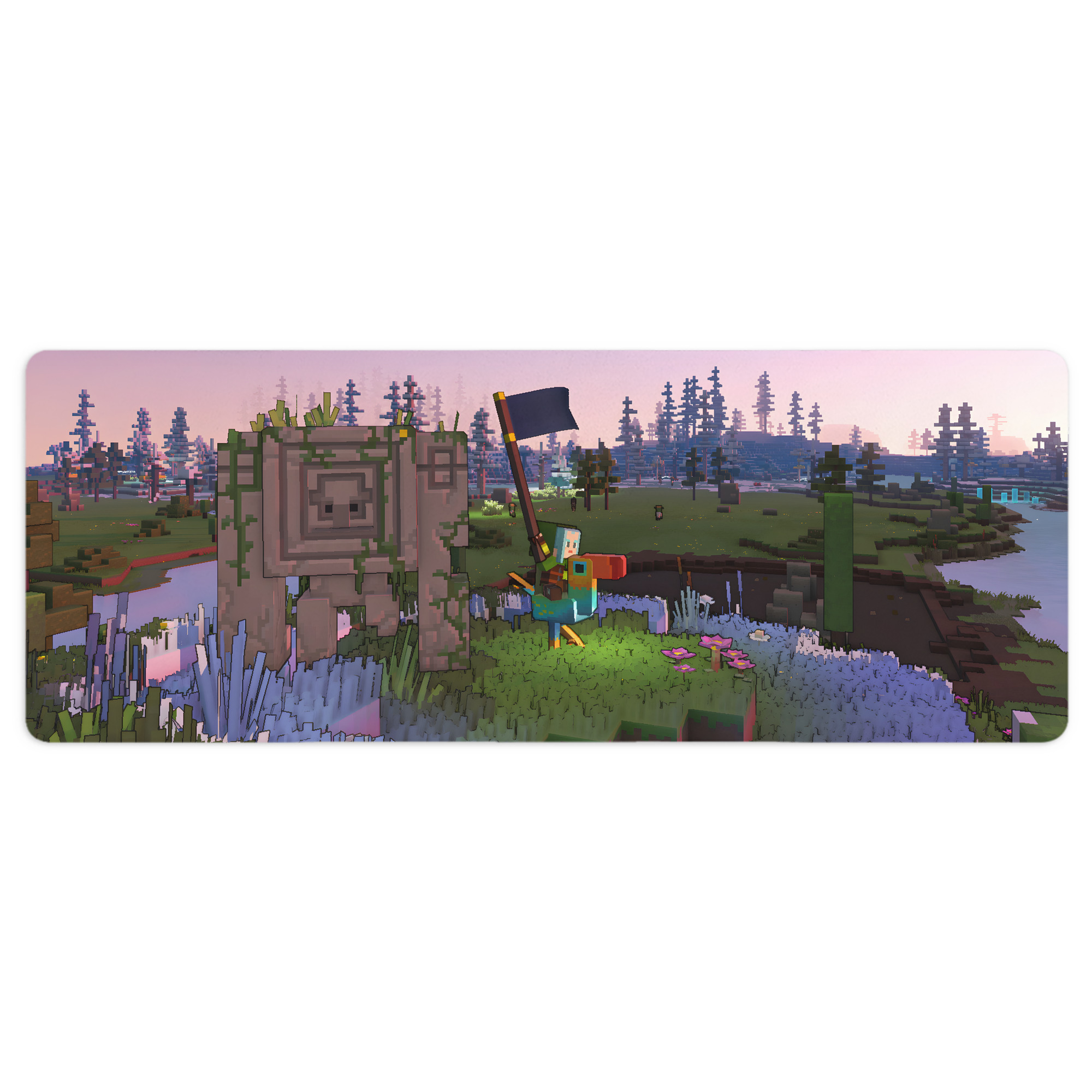 （画像用） マインクラフト ブロックの世界 Minecraft MC Block world ステッチ加工 大判デスクマット／滑り止めマウスパッド