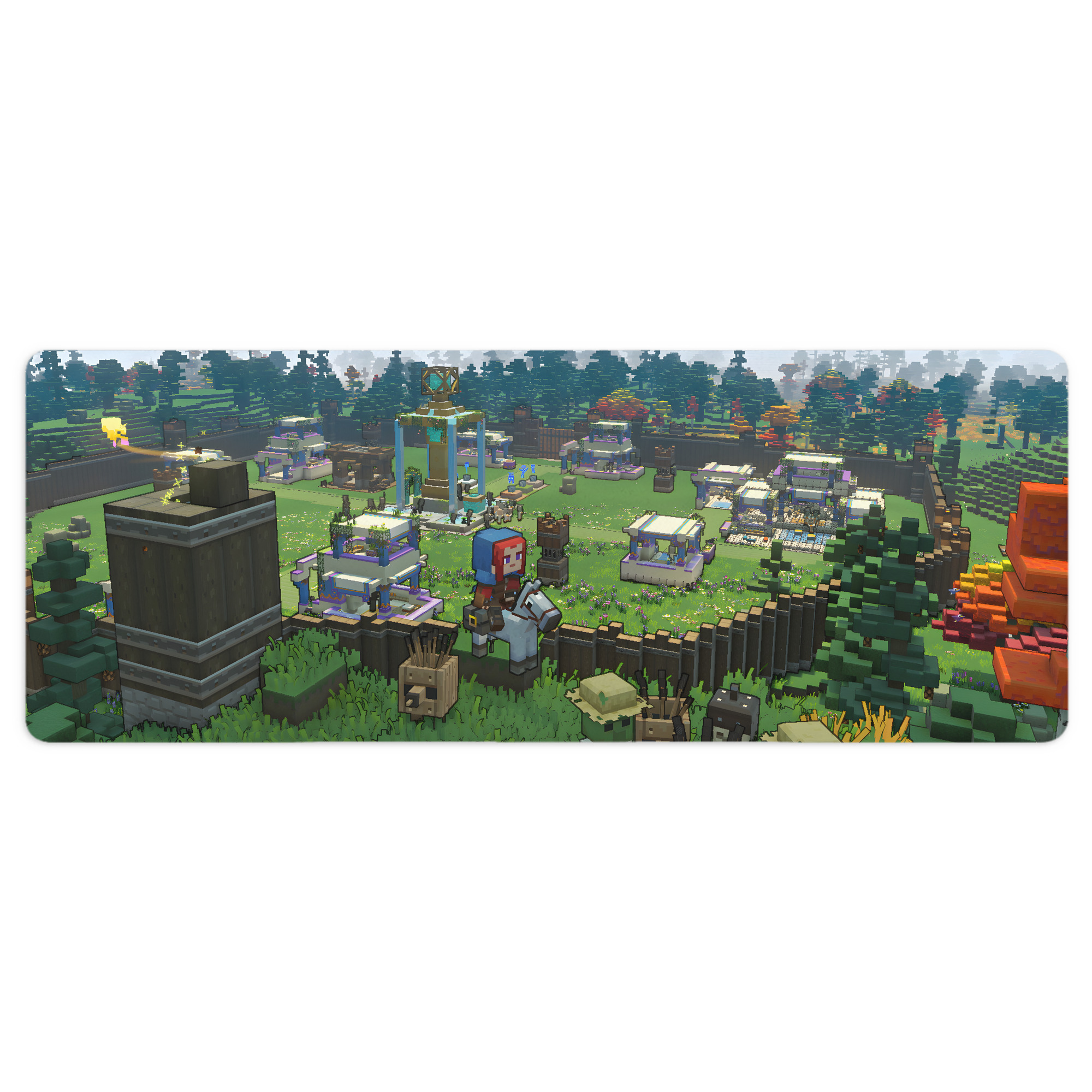 （画像用） マインクラフト ブロックの世界 Minecraft MC Block world ステッチ加工 大判デスクマット／滑り止めマウスパッド