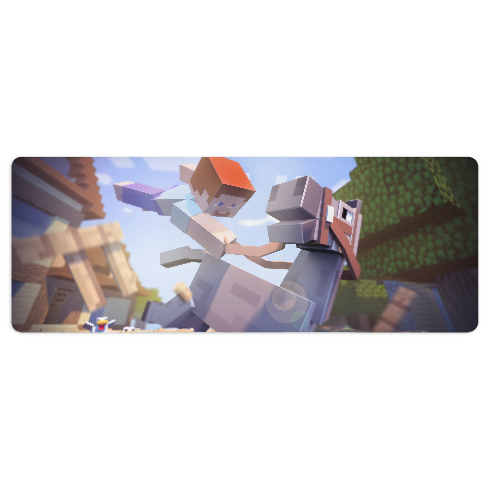 （画像用） マインクラフト ブロックの世界 Minecraft MC Block world ステッチ加工 大判デスクマット／滑り止めマウスパッド